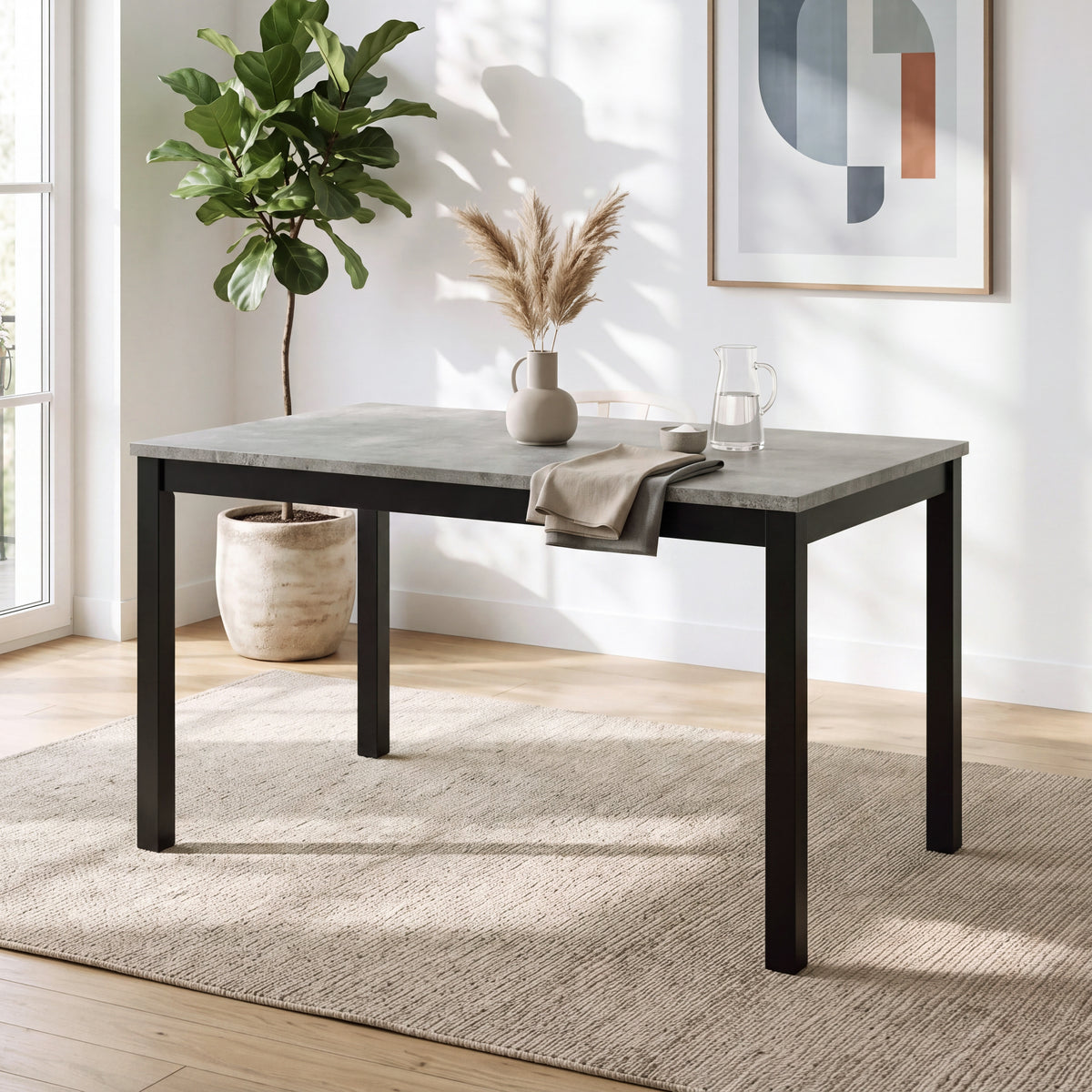 Roundhill Furniture Flint 5-Piece Dining Set, 48-inch Dining Table with 4 Chairs