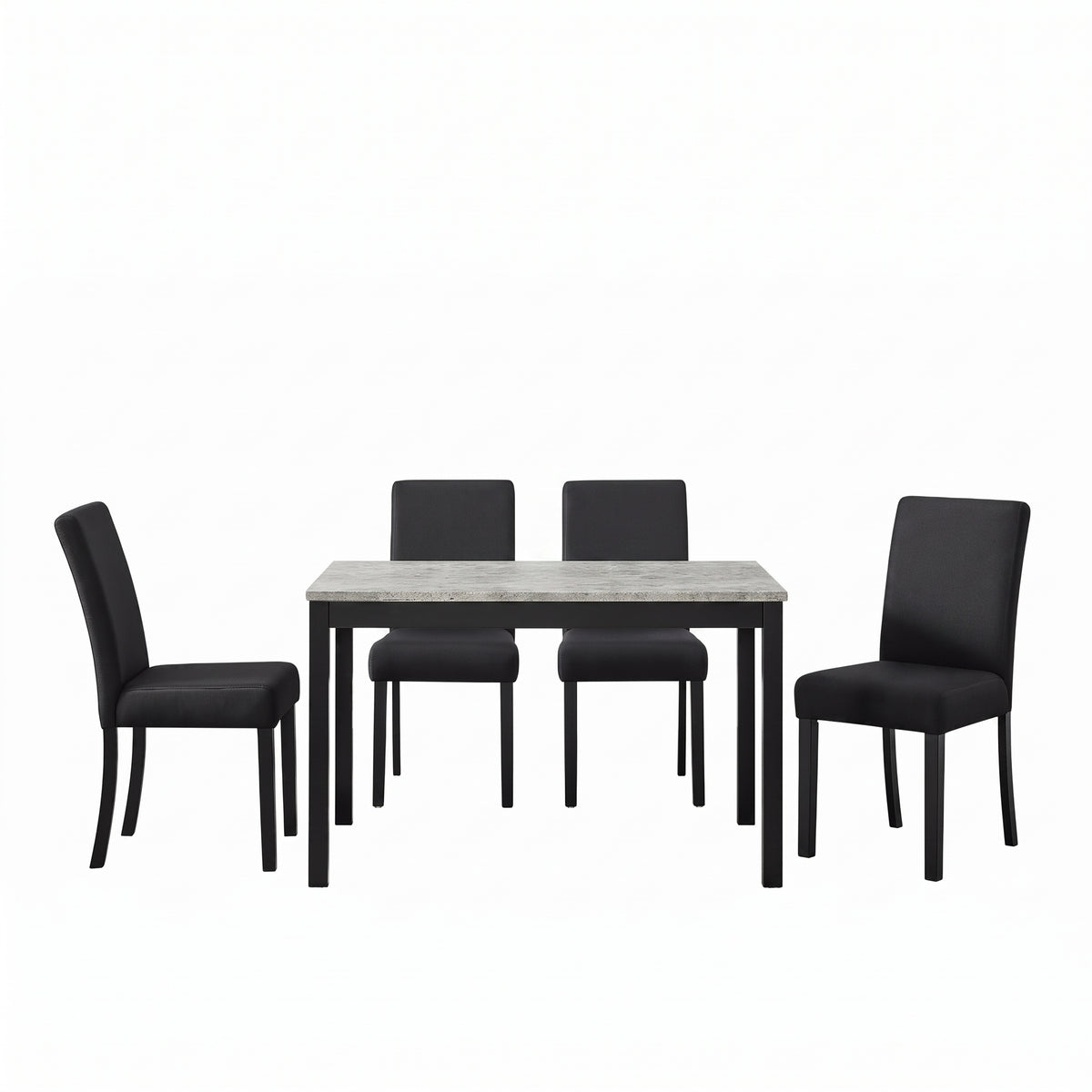 Roundhill Furniture Flint 5-Piece Dining Set, 48-inch Dining Table with 4 Chairs
