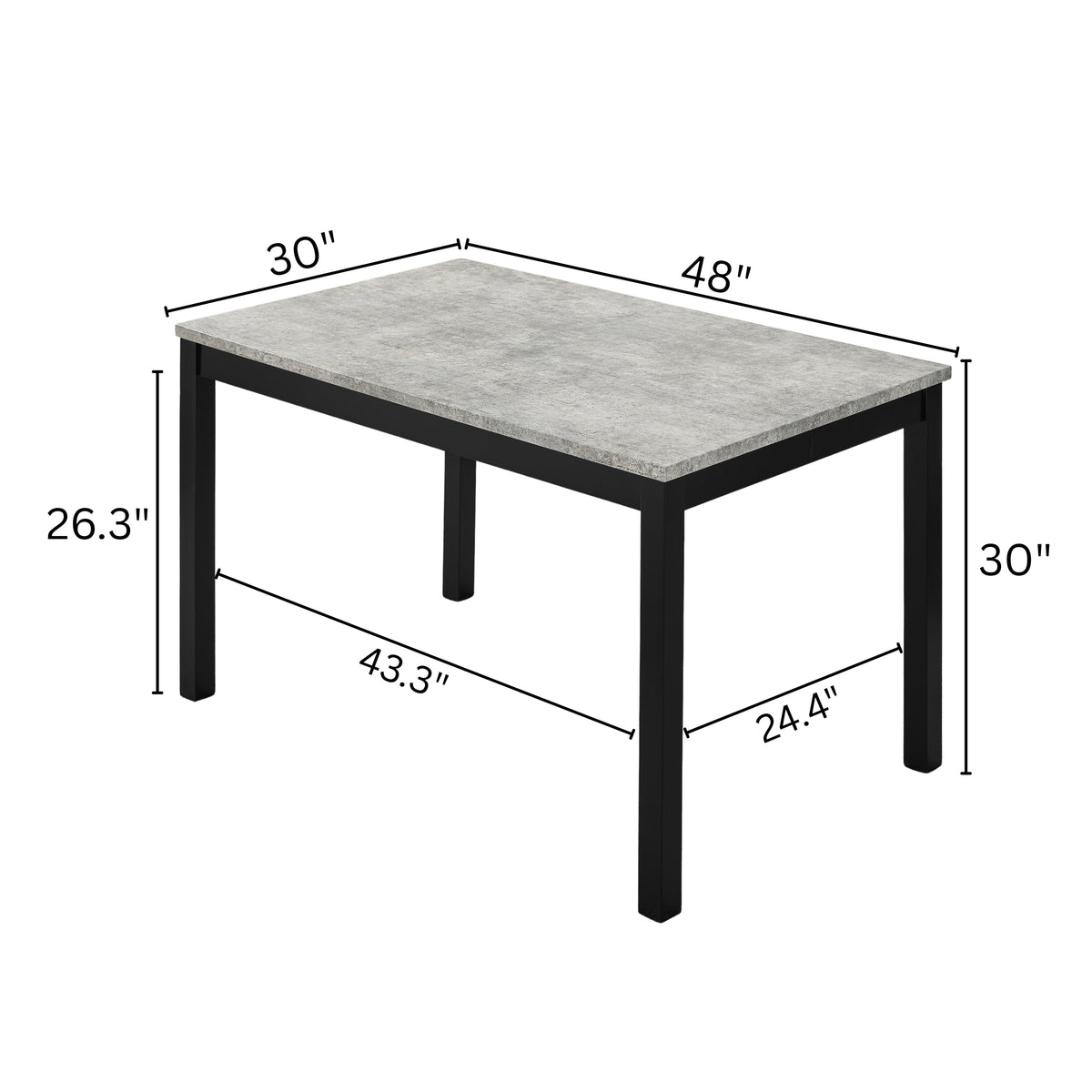 Roundhill Furniture Flint 5-Piece Dining Set, 48-inch Dining Table with 4 Chairs