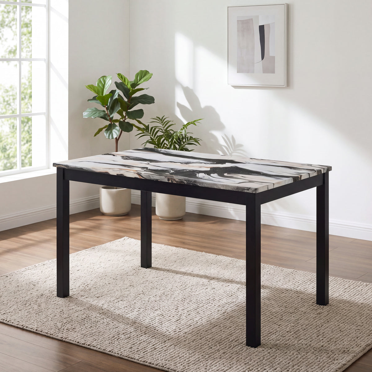Roundhill Furniture Flint Modern 48" Rectangular Wood Dining Table