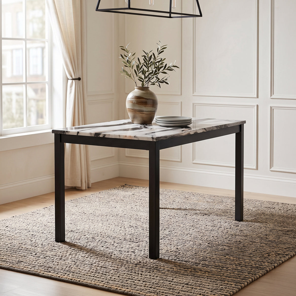 Roundhill Furniture Flint Modern 48" Rectangular Wood Dining Table