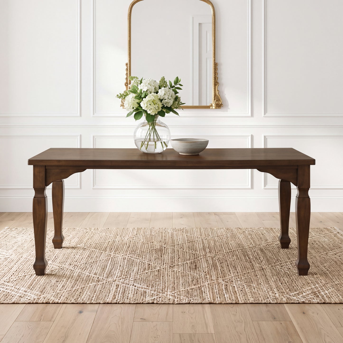 Roundhill Furniture Rowan 7-Piece Dining Set, 72-inch Dining Table with 6 Chairs, Walnut Finish