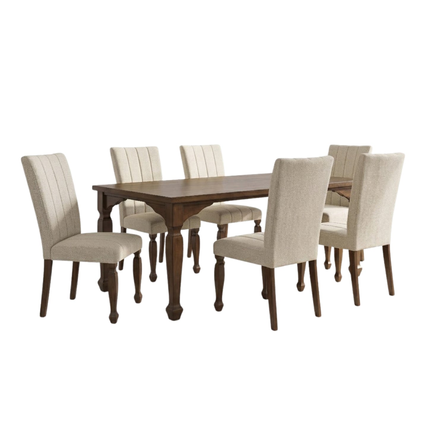 Roundhill Furniture Rowan 7-Piece Dining Set, 72-inch Dining Table with 6 Chairs, Walnut Finish