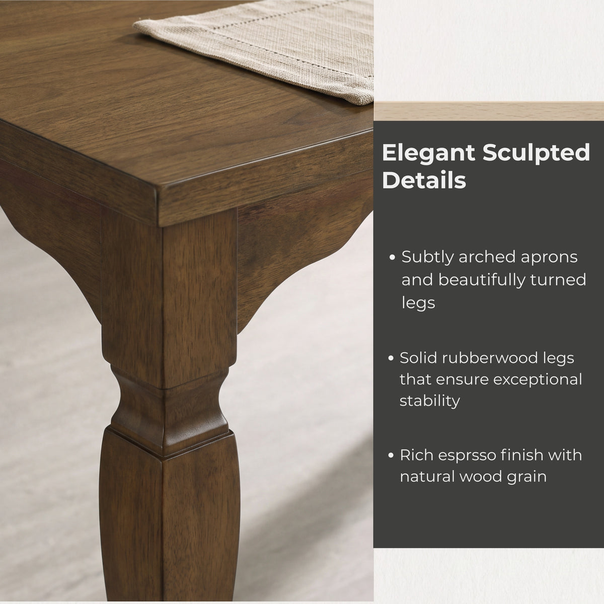 Roundhill Furniture Rowan 72-inch Traditional Farmhouse Wood Dining Table, Walnut