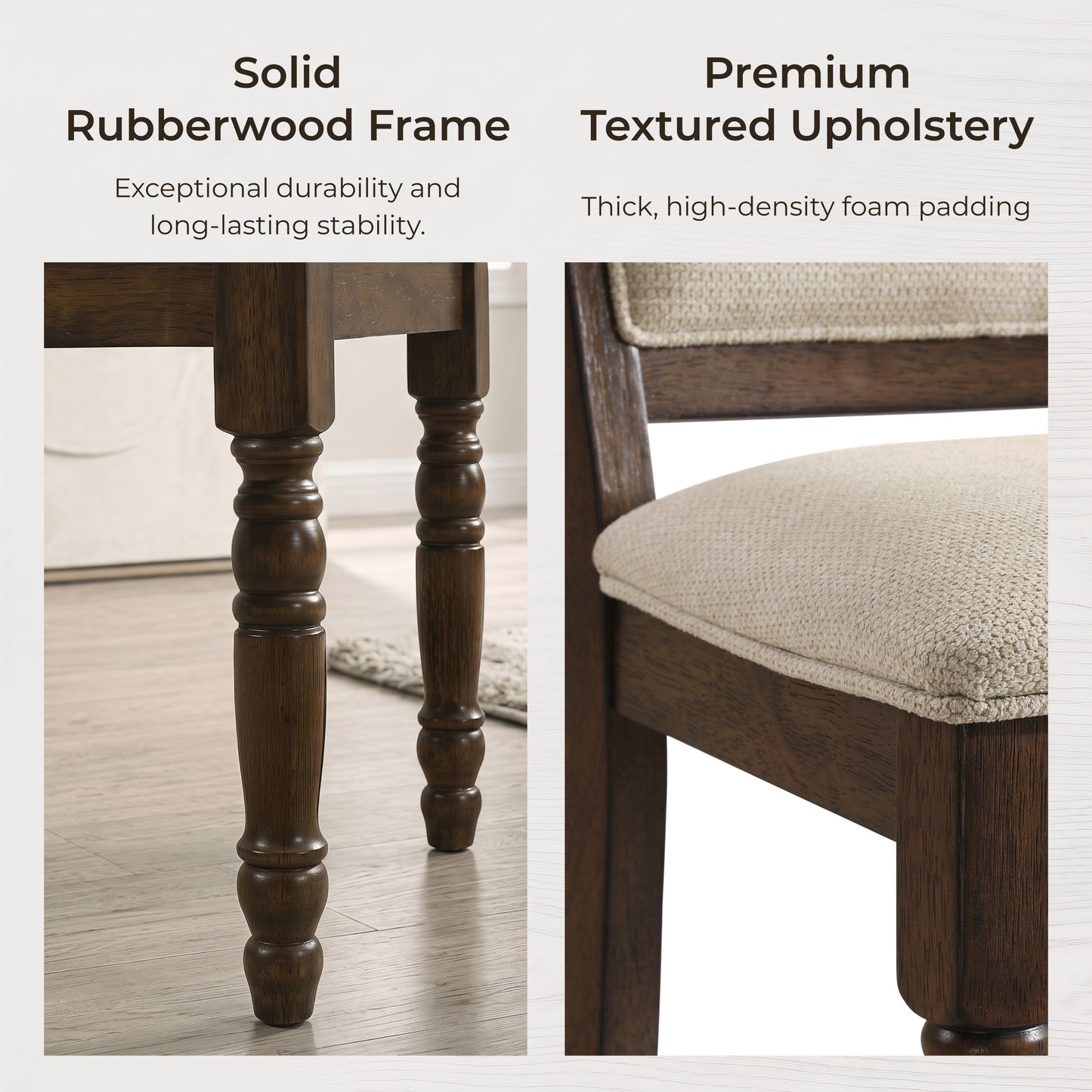 Roundhill Furniture Solene 5-Piece Dining Set, Round Dining Table with 4 Iris Chairs, Walnut Finish