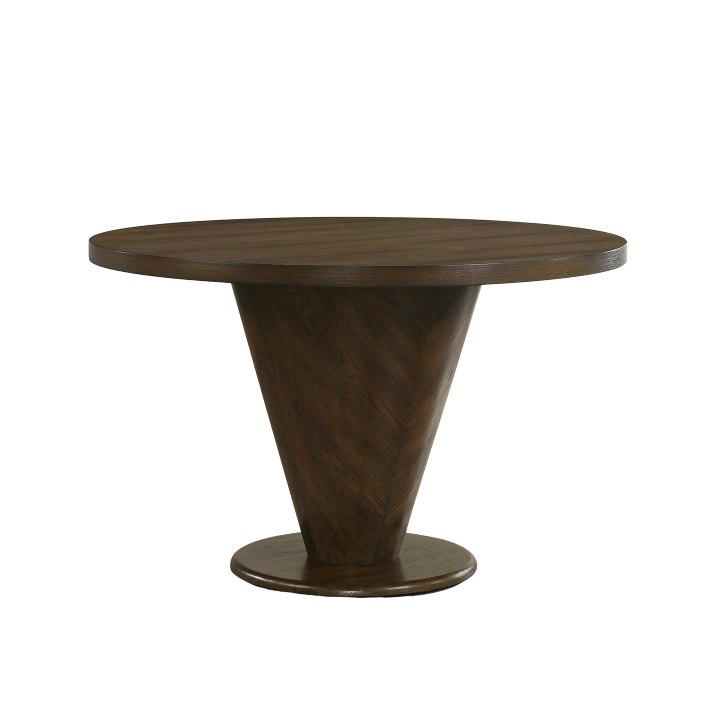 Roundhill Furniture Solene 5-Piece Dining Set, Round Dining Table with 4 Iris Chairs, Walnut Finish