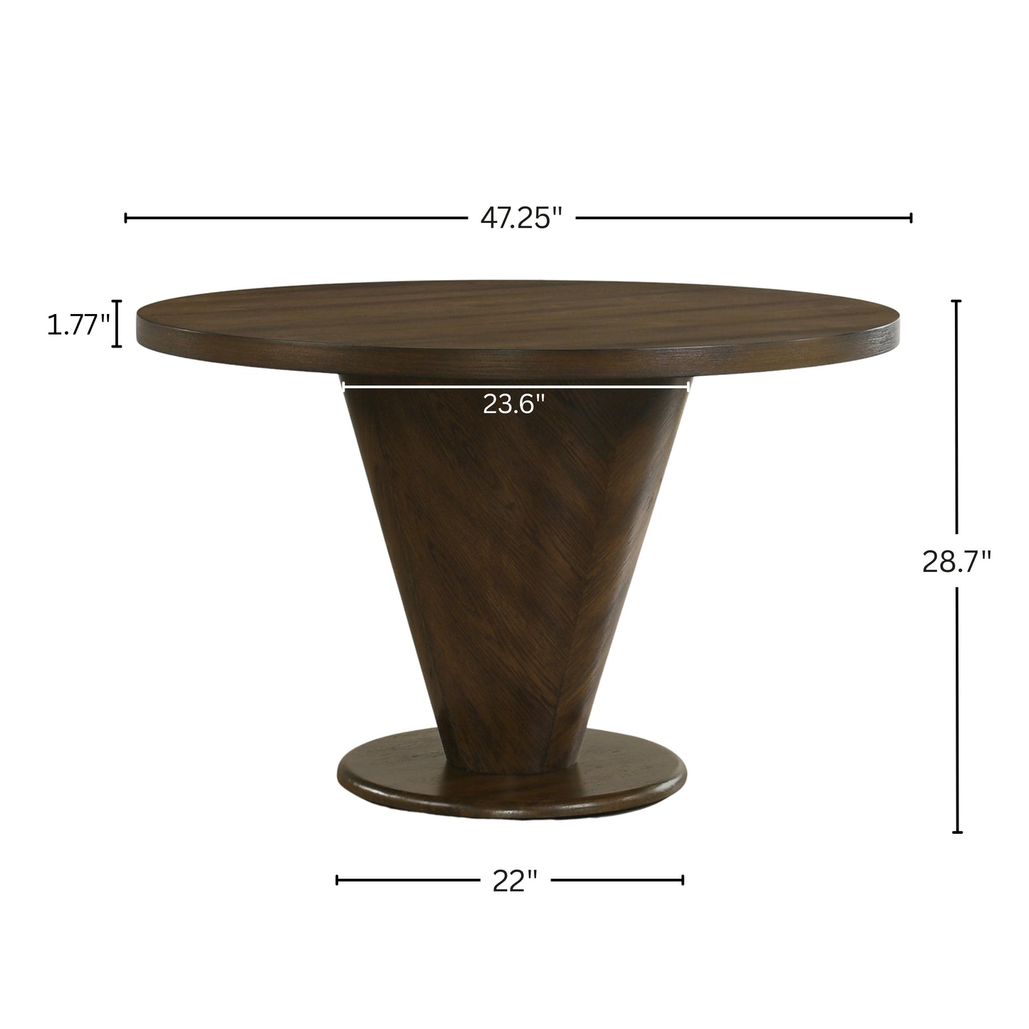 Roundhill Furniture Solene 5-Piece Dining Set, Round Dining Table with 4 Iris Chairs, Walnut Finish