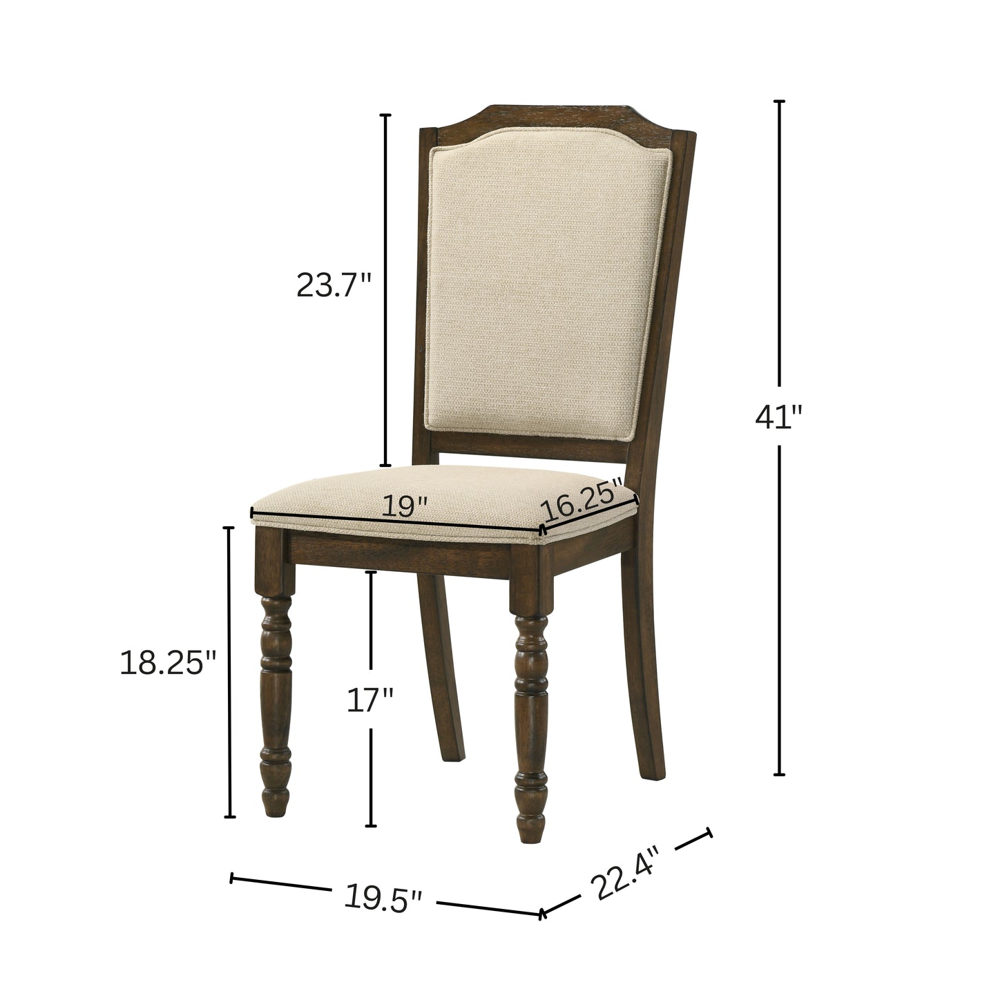 Roundhill Furniture Solene 5-Piece Dining Set, Round Dining Table with 4 Iris Chairs, Walnut Finish