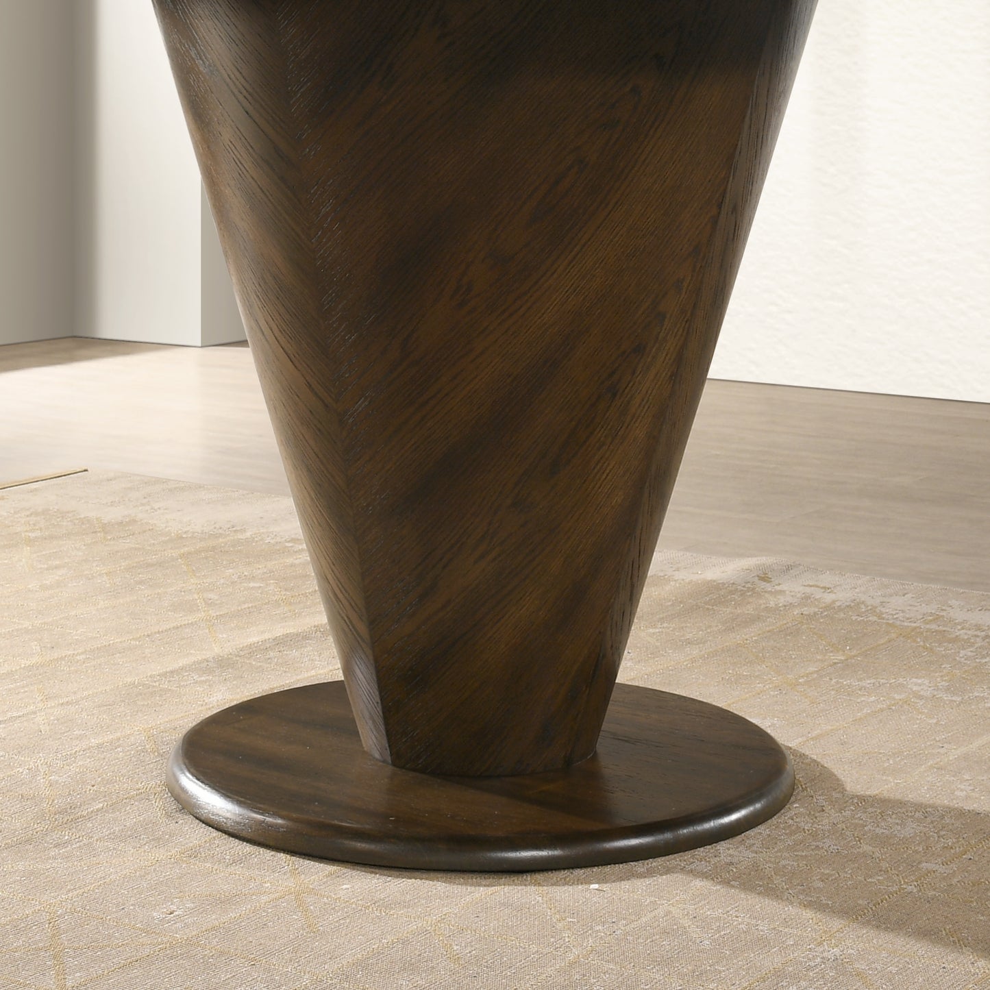 Roundhill Furniture Solene Sculptural Pedestal Round Dining Table, Walnut
