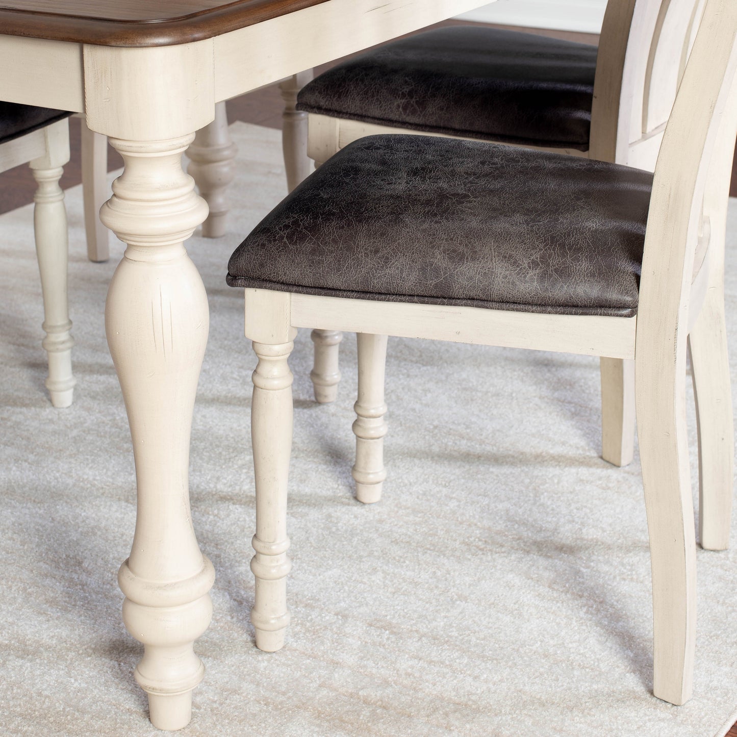 Arch Weathered Oak Dining Set: Table with Extension Leaf, Four Chairs