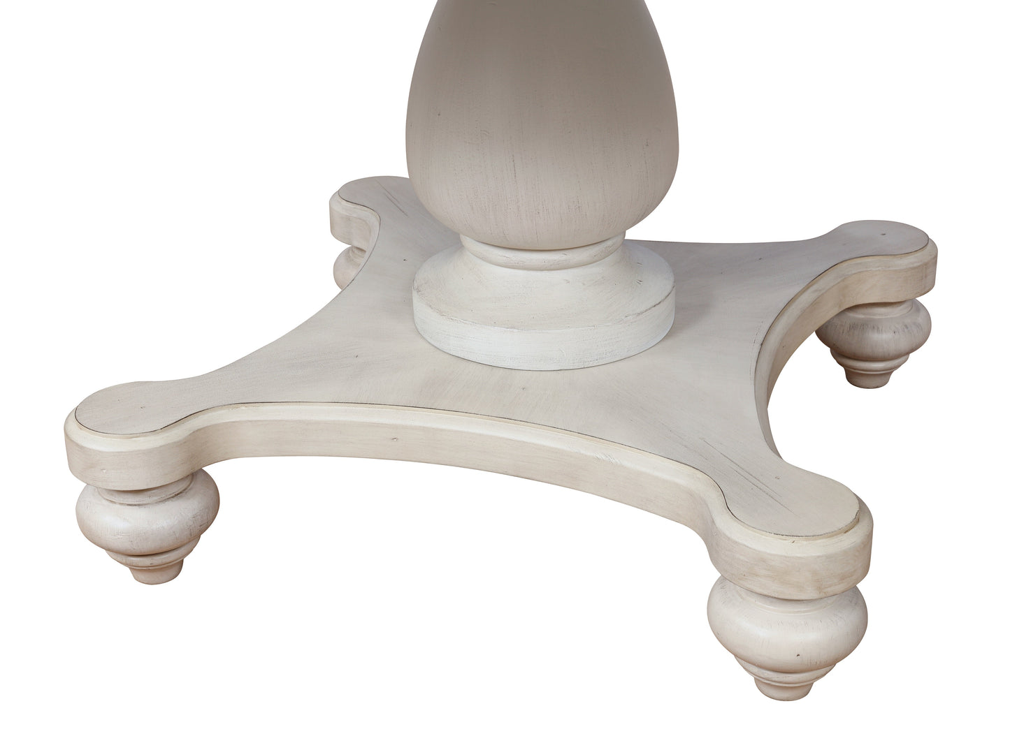 Arch Weathered Oak Dining Set: Round Table, Six Chairs