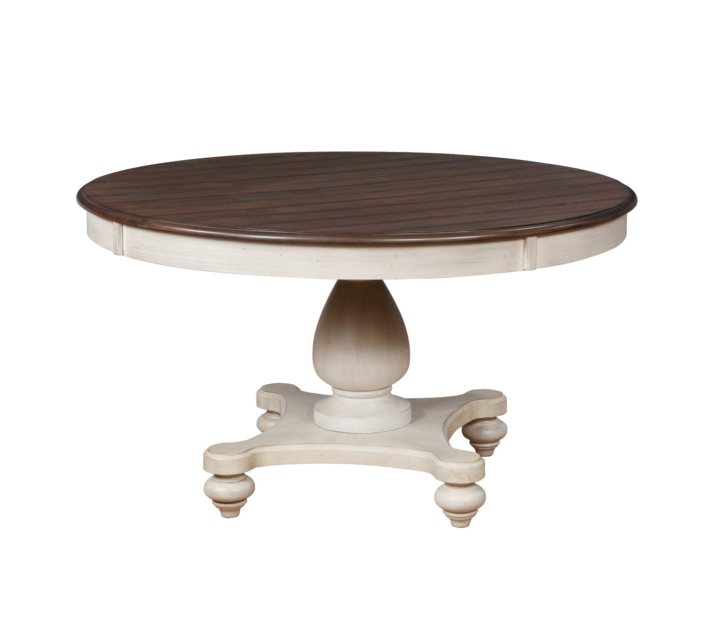 Arch Weathered Oak Round Dining Table with Pedastal Base