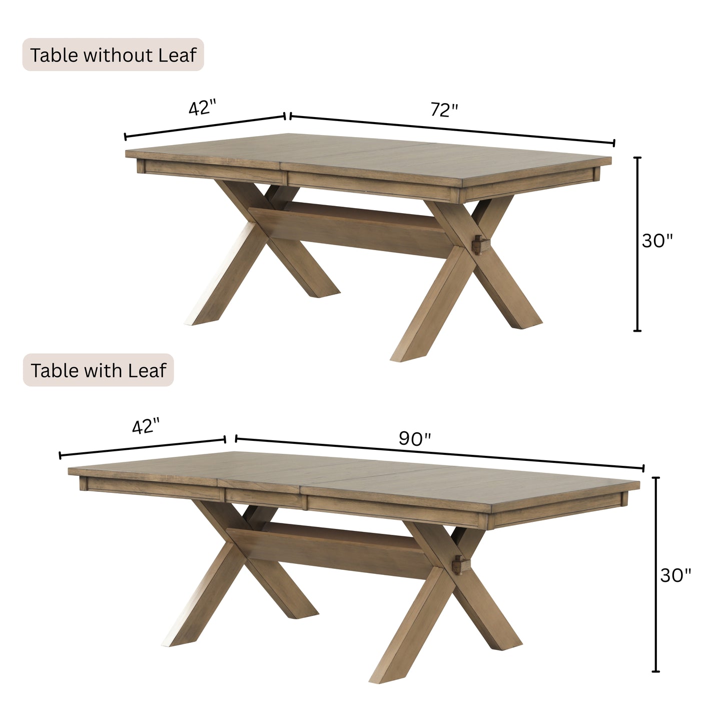 Raven Wood 6-Piece Dining Set, Extendable Trestle Dining Table with 4 Chairs and Bench, Glazed Pine Brown