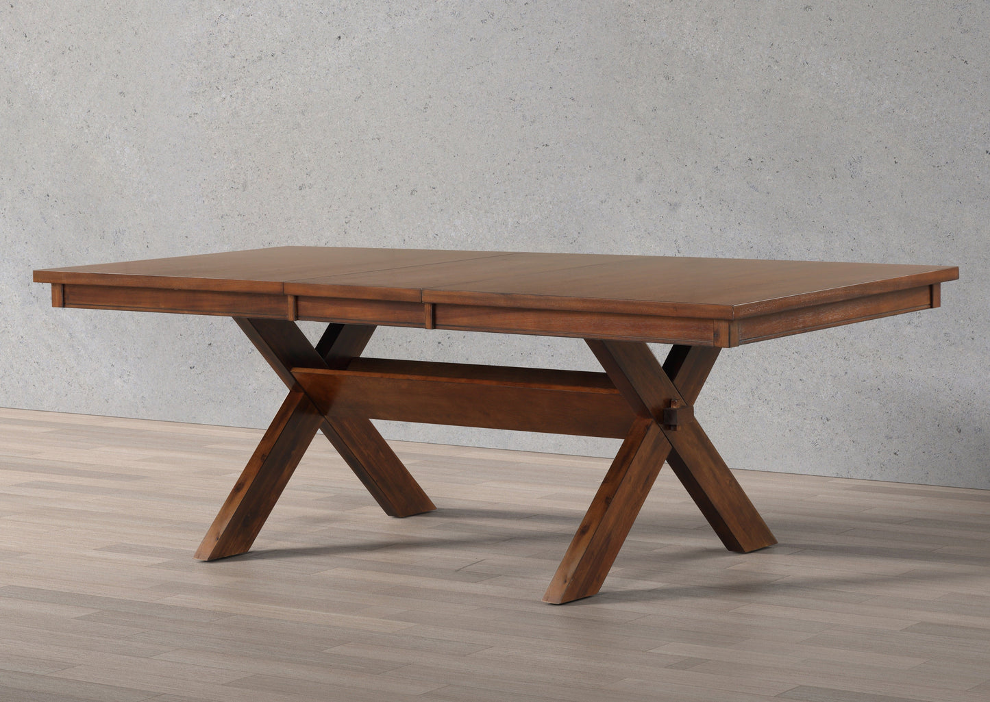 Karven Wood Trestle Extendable Dining Table with Leaf, Dark Hazelnut