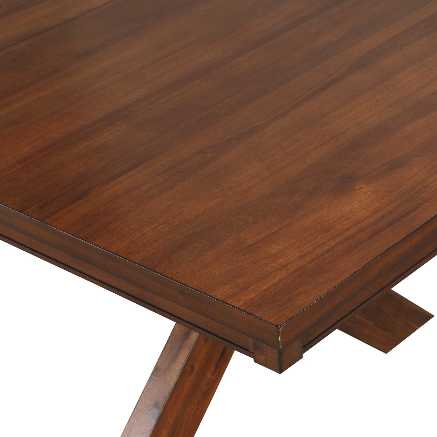 Karven Wood Trestle Extendable Dining Table with Leaf, Dark Hazelnut