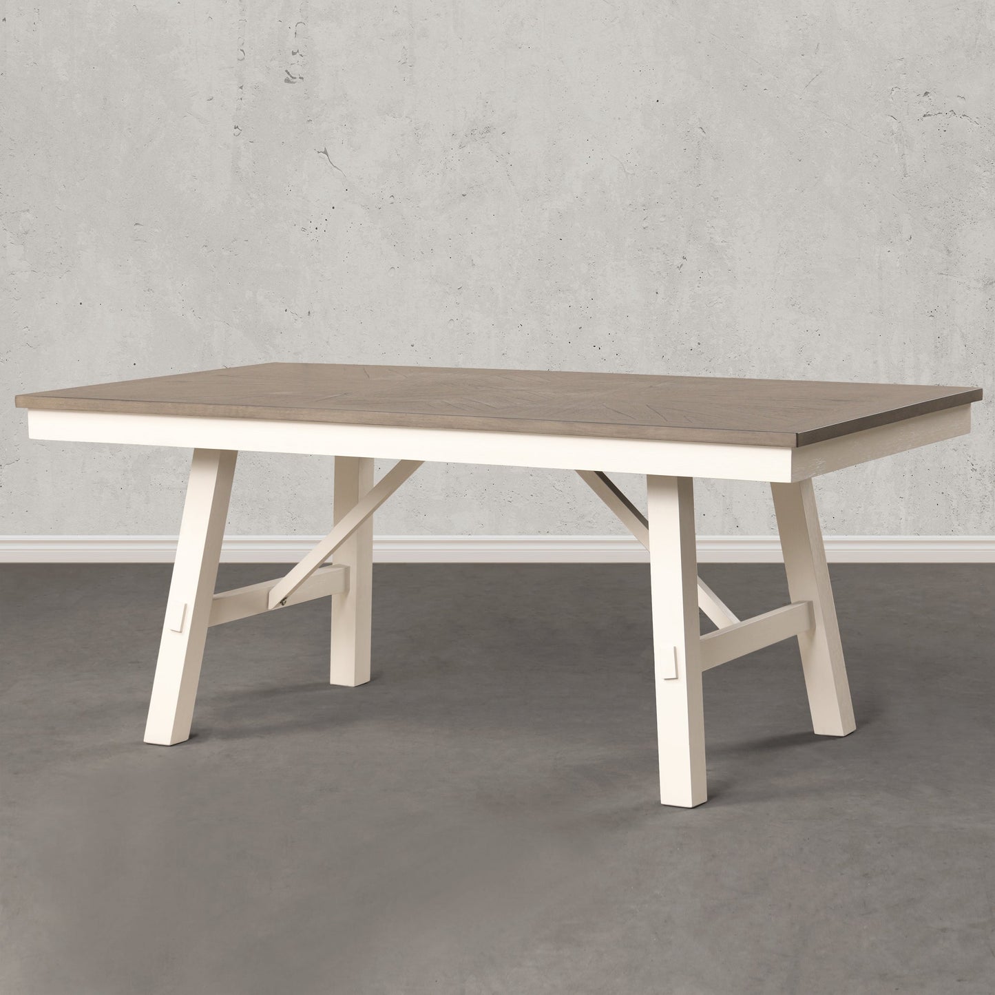 Roundhill Furniture Fasena Rectangular Trestle Dining Table, Rustic Gray and Off White Finish