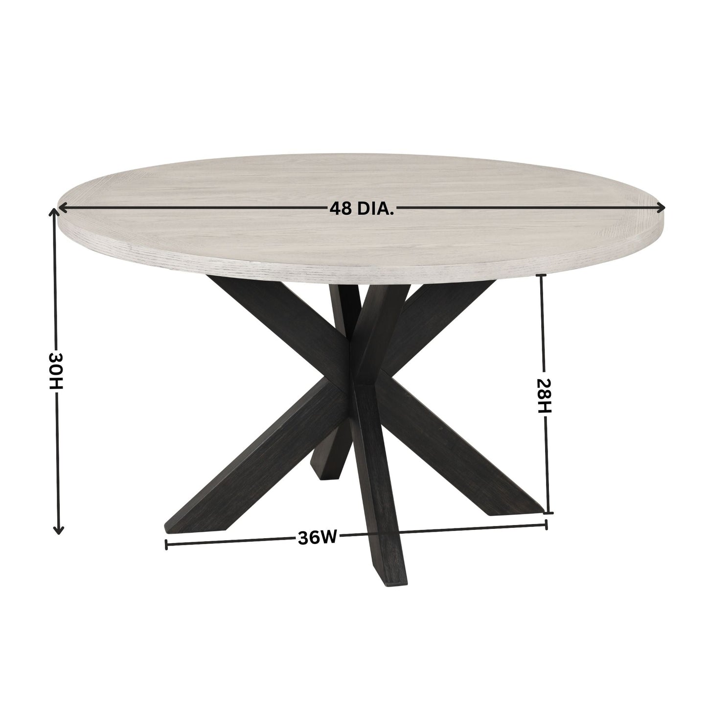 Gates Round Dining Table, Criss-Cross Base, Gray