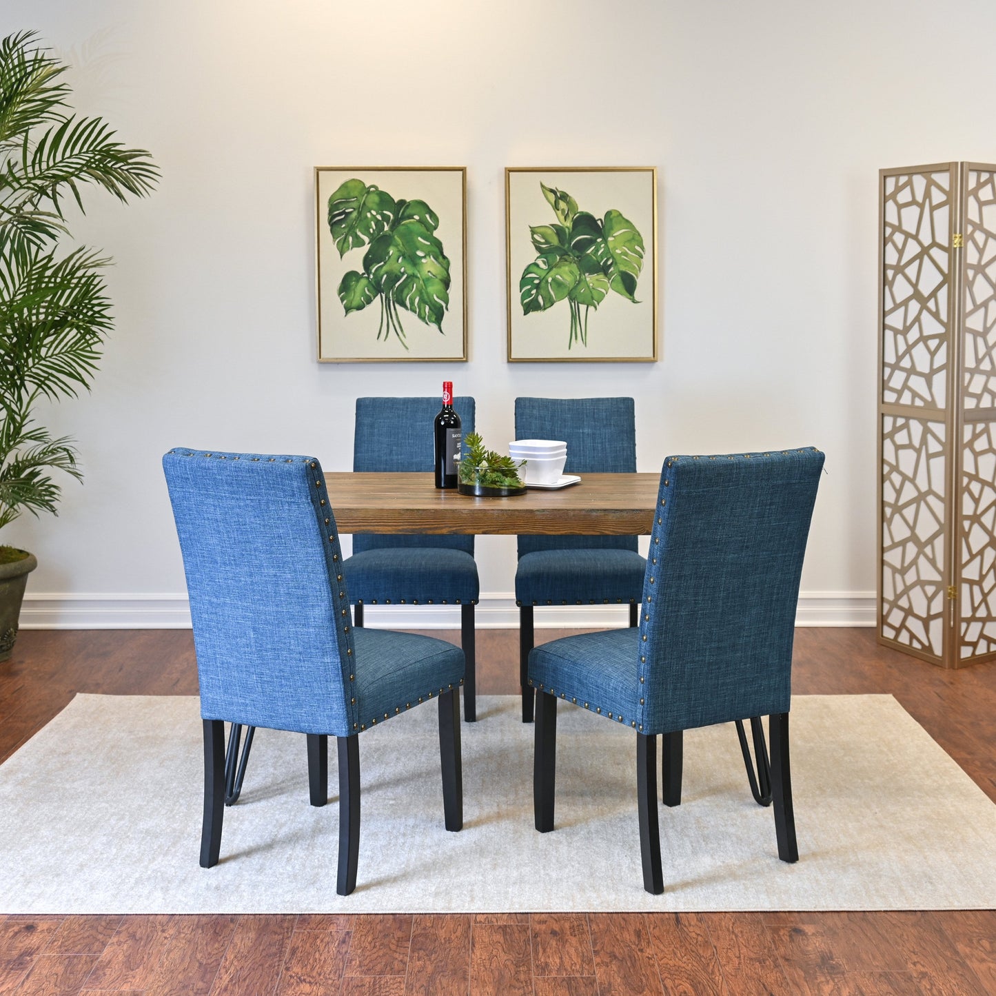 Amisos 5-Piece Dining Set, Hairpin Dining Table with 4 Chairs, 3 Color Options