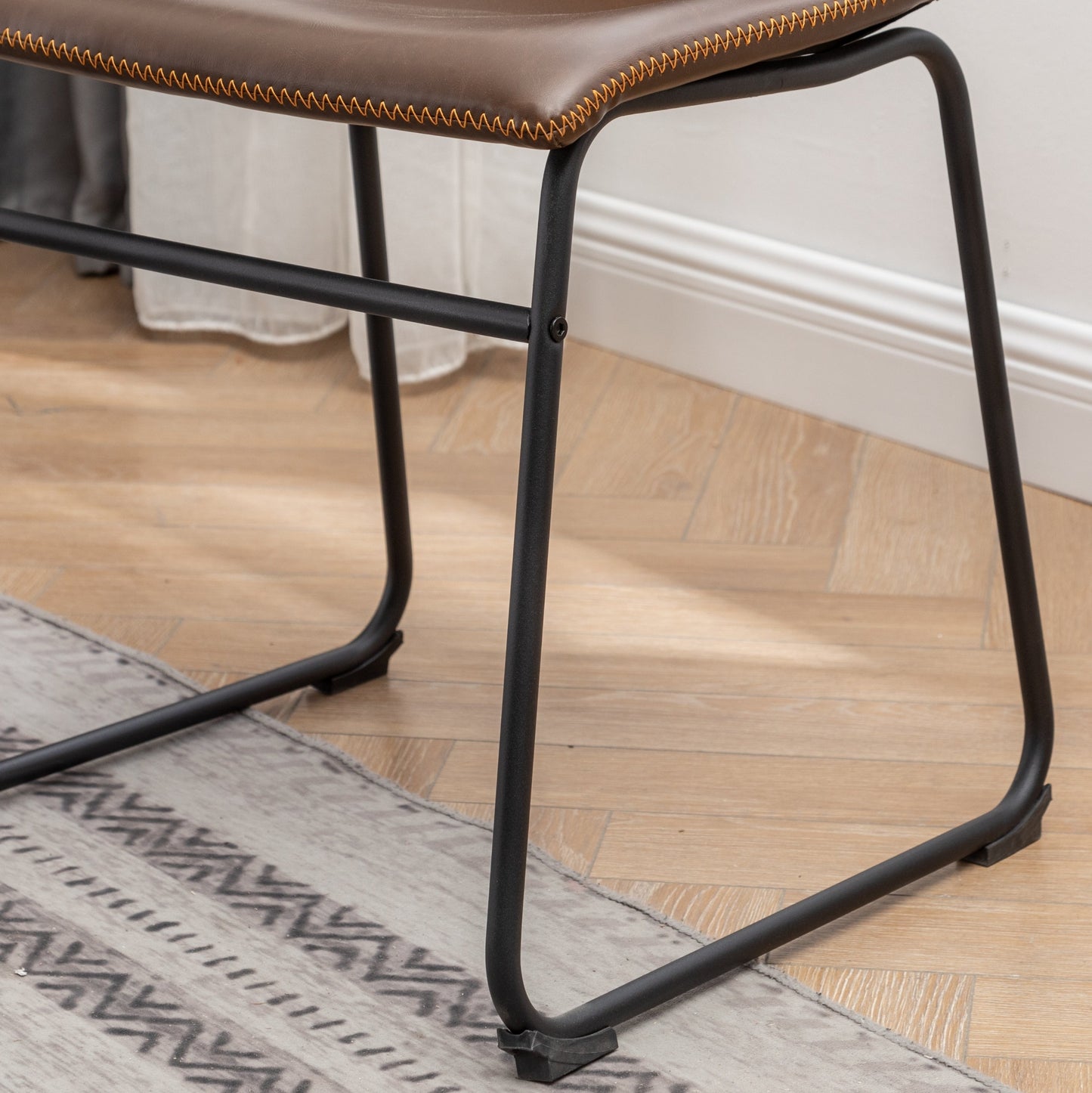 Roundhill Furniture Aryven Industrial 7-Piece Dining Set, Antique Brown