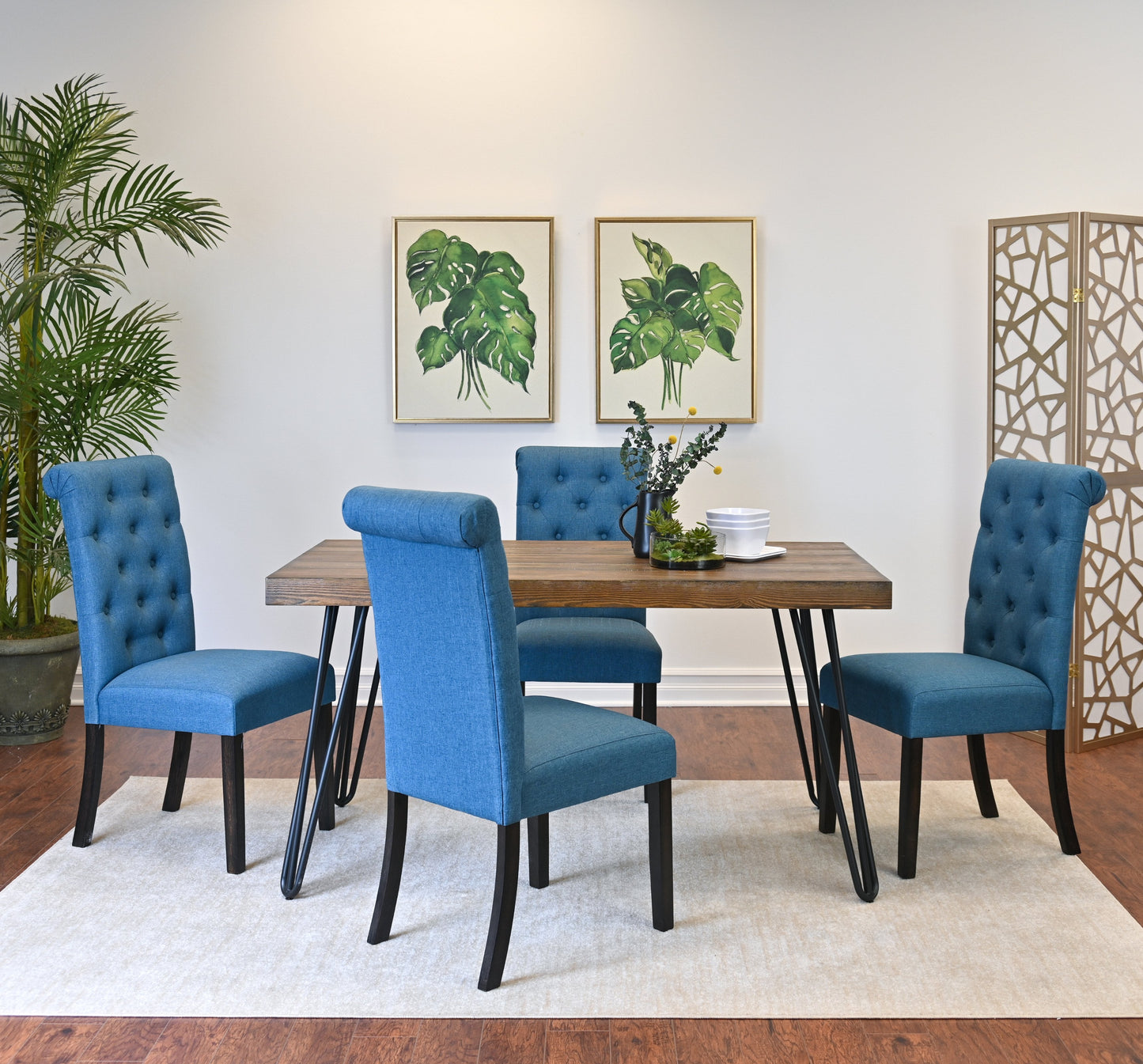 Ashford 7-Piece Dining Set, Hairpin Dining Table with 6 Chairs, 4 Color Options