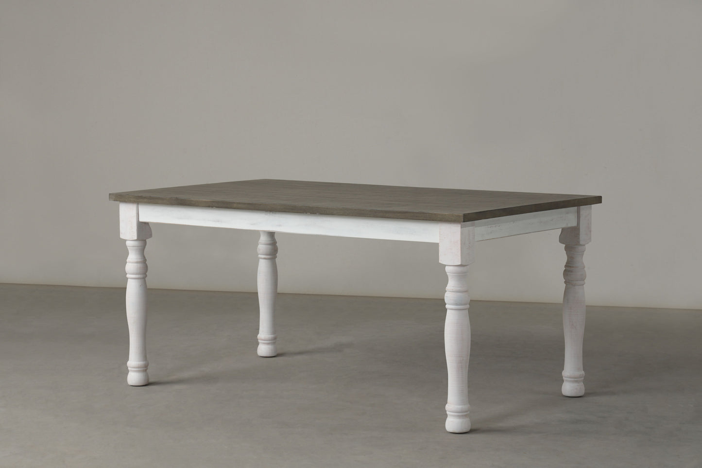 Ebret Farmhouse Two-tone Distressed Wood Dining Table, Brown and White