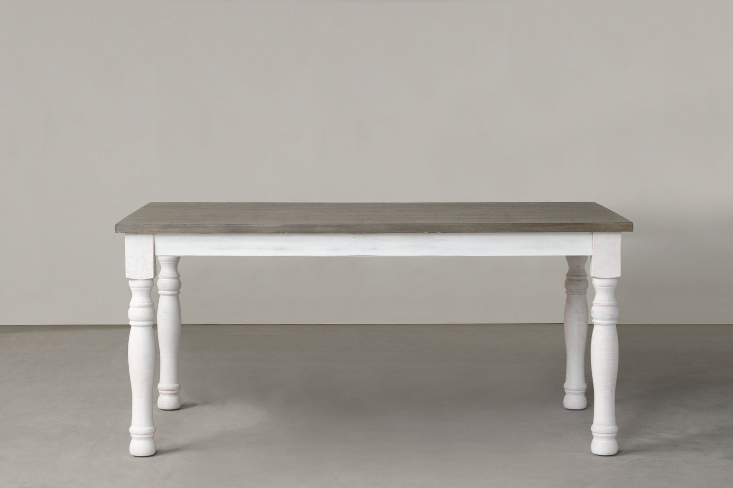 Ebret Farmhouse Two-tone Distressed Wood Dining Table, Brown and White