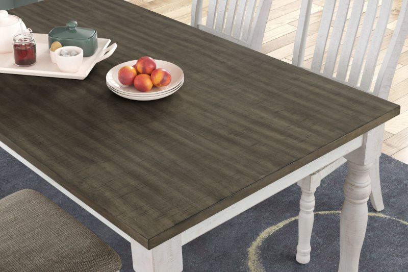 Ebret Farmhouse Two-tone Distressed Wood Dining Table, Brown and White