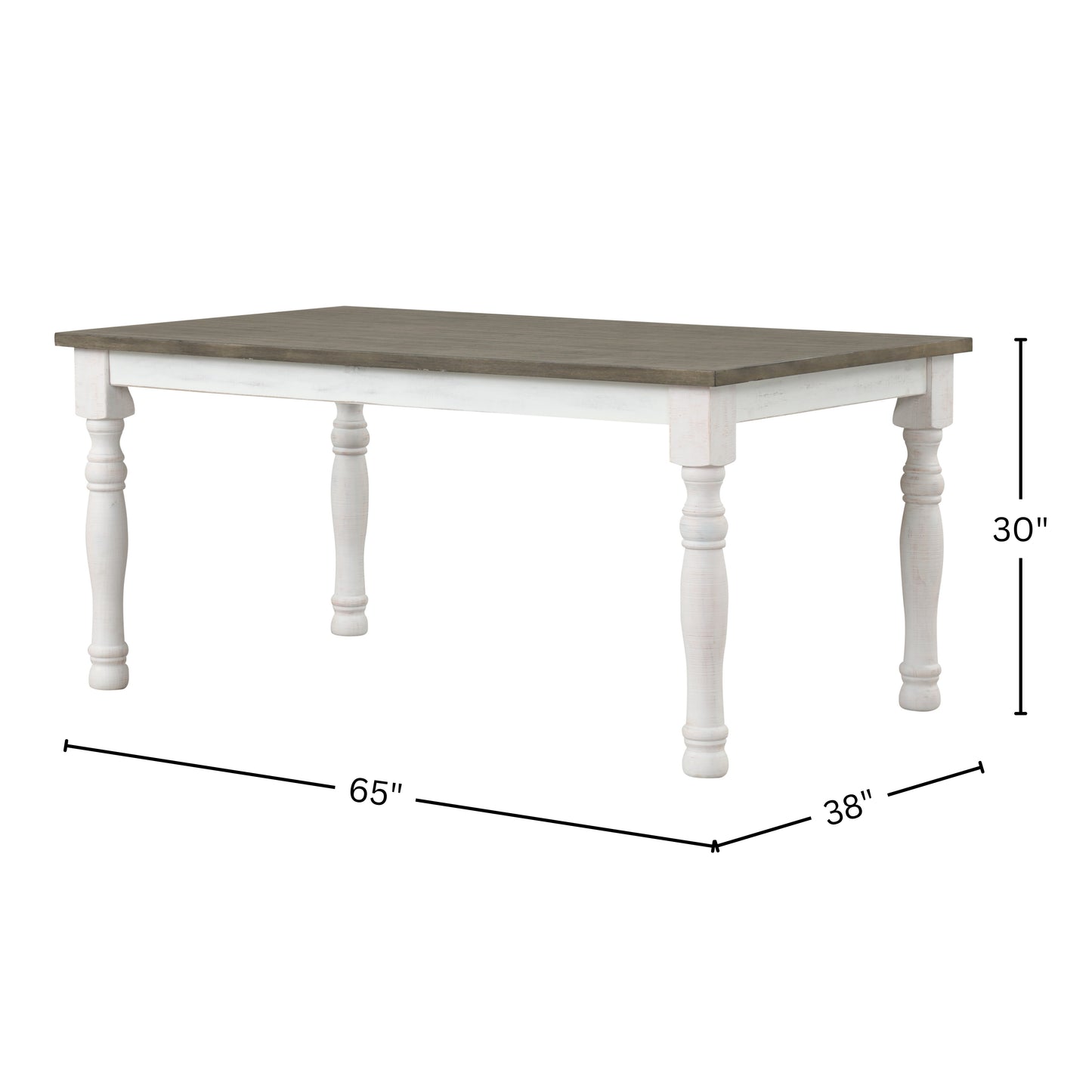 Ebret Farmhouse Two-tone Distressed Wood Dining Table, Brown and White