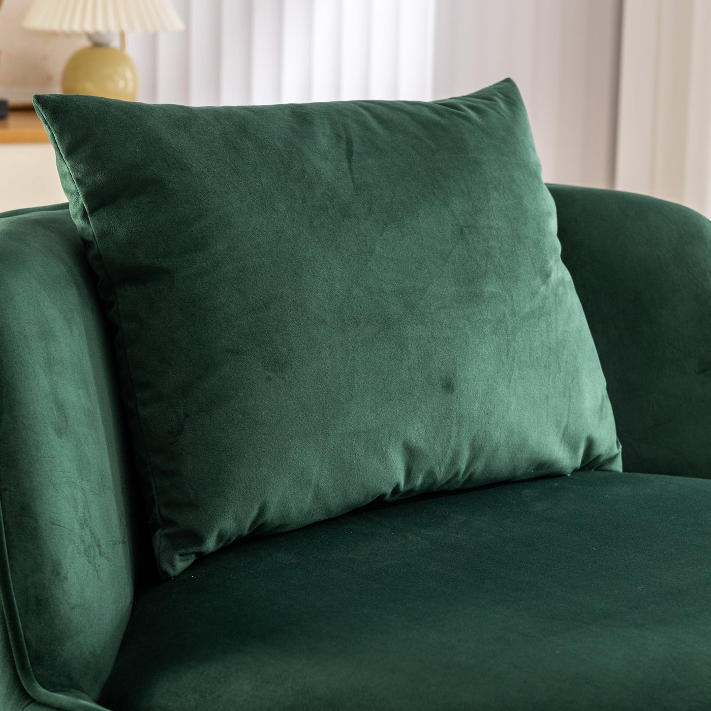 360 Degree Swivel Velvet Accent Chair, Barrel Chair Over-Sized Soft Chair with Seat Cushion, Green