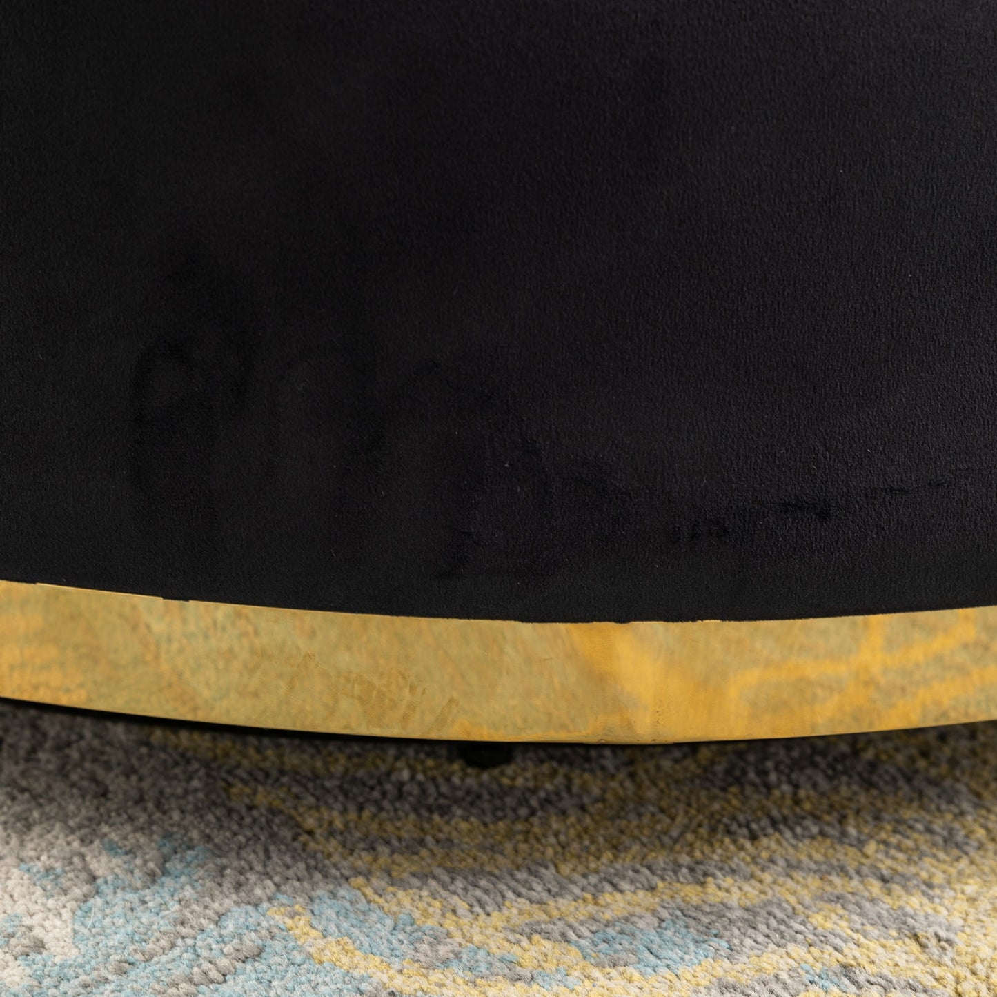 360 Degree Swivel Velvet Accent Chair, Barrel Chair Over-Sized Soft Chair with Seat Cushion, Black