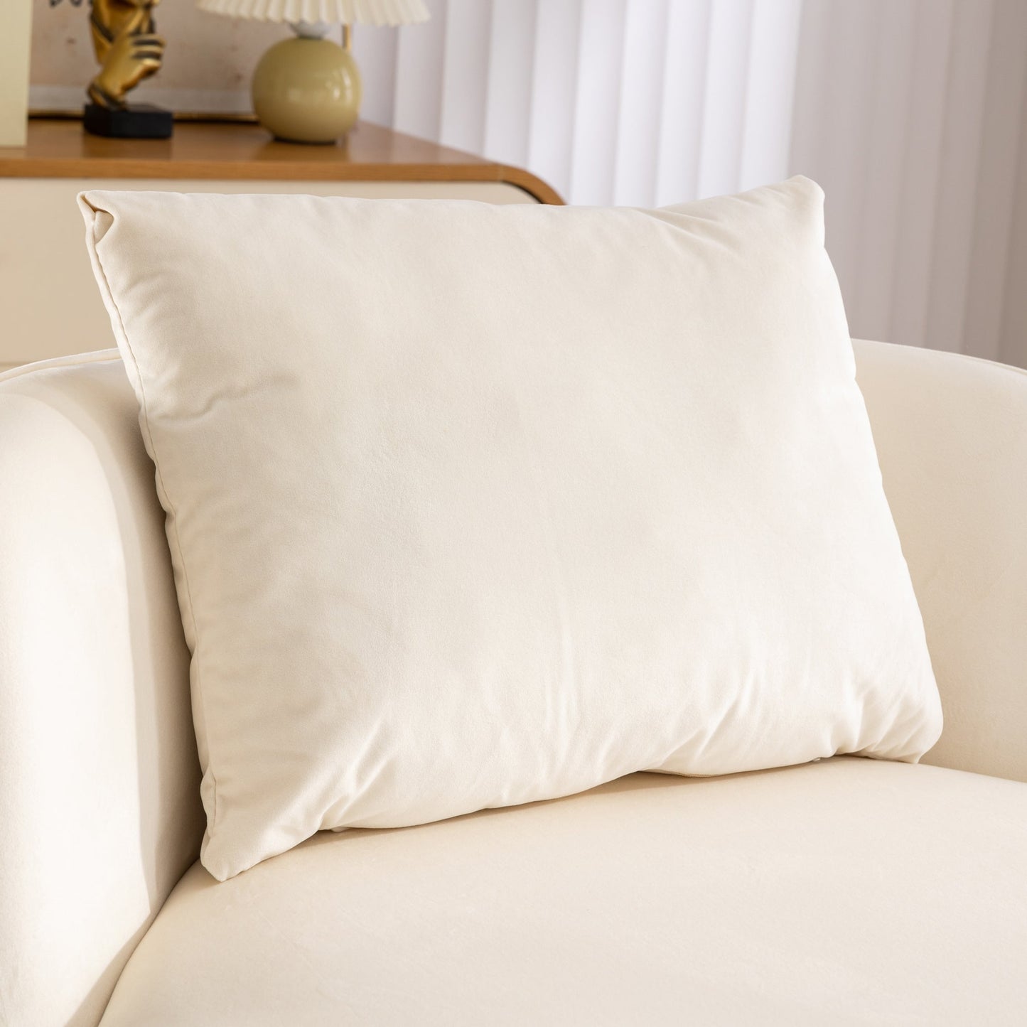 360 Degree Swivel Velvet Accent Chair, Barrel Chair Over-Sized Soft Chair with Seat Cushion, Beige