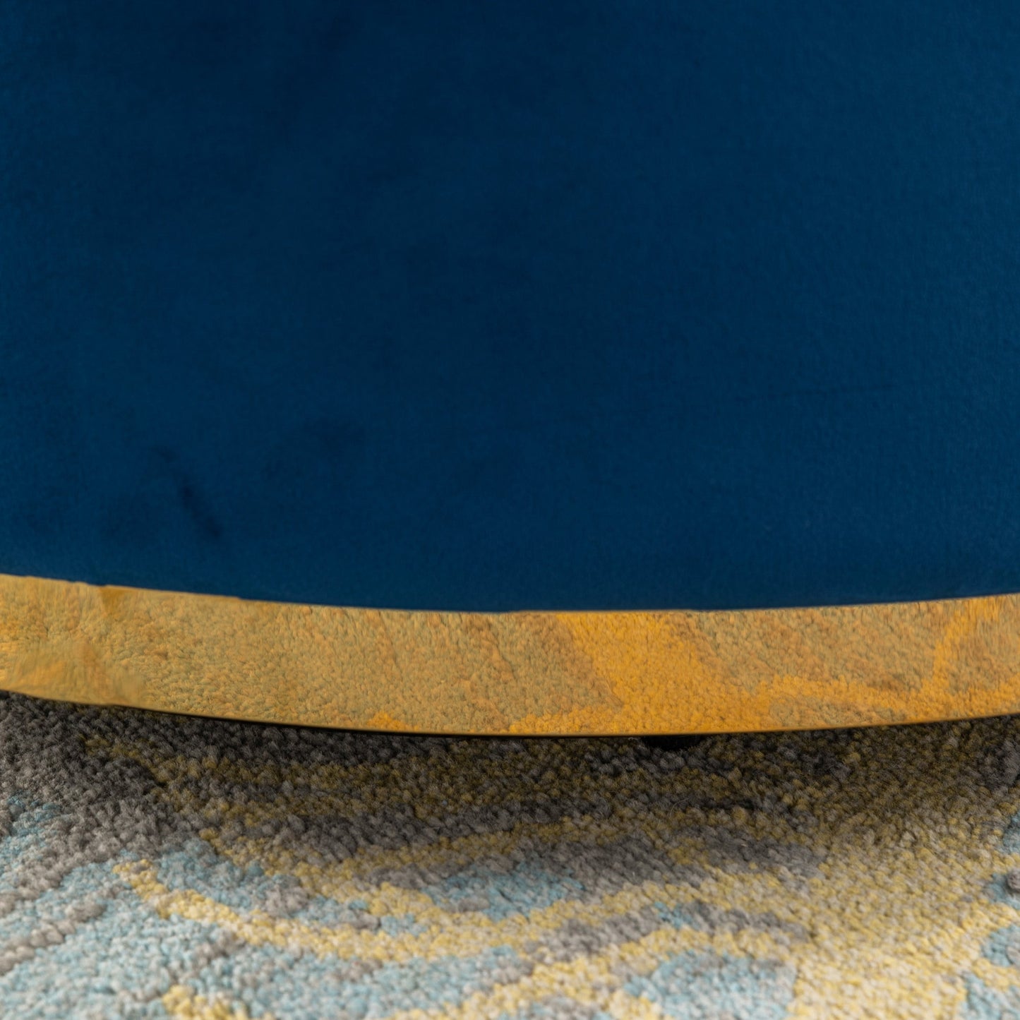 360 Degree Swivel Velvet Accent Chair, Barrel Chair Over-Sized Soft Chair with Seat Cushion, Blue