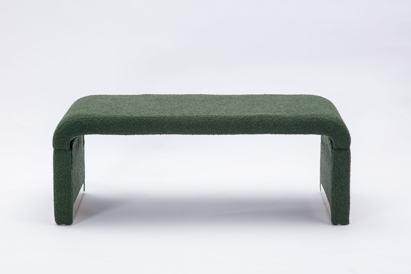 Boucle Fabric Footstool Bedroom Bench Shoe Bench With Gold Metal Legs,Green