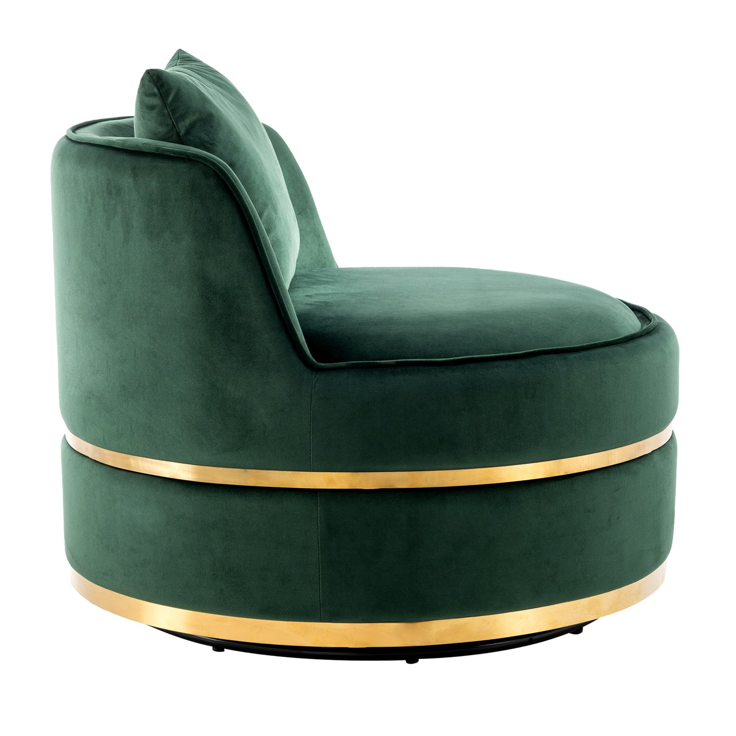 360 Degree Swivel Velvet Accent Chair, Barrel Chair Over-Sized Soft Chair with Seat Cushion, Green