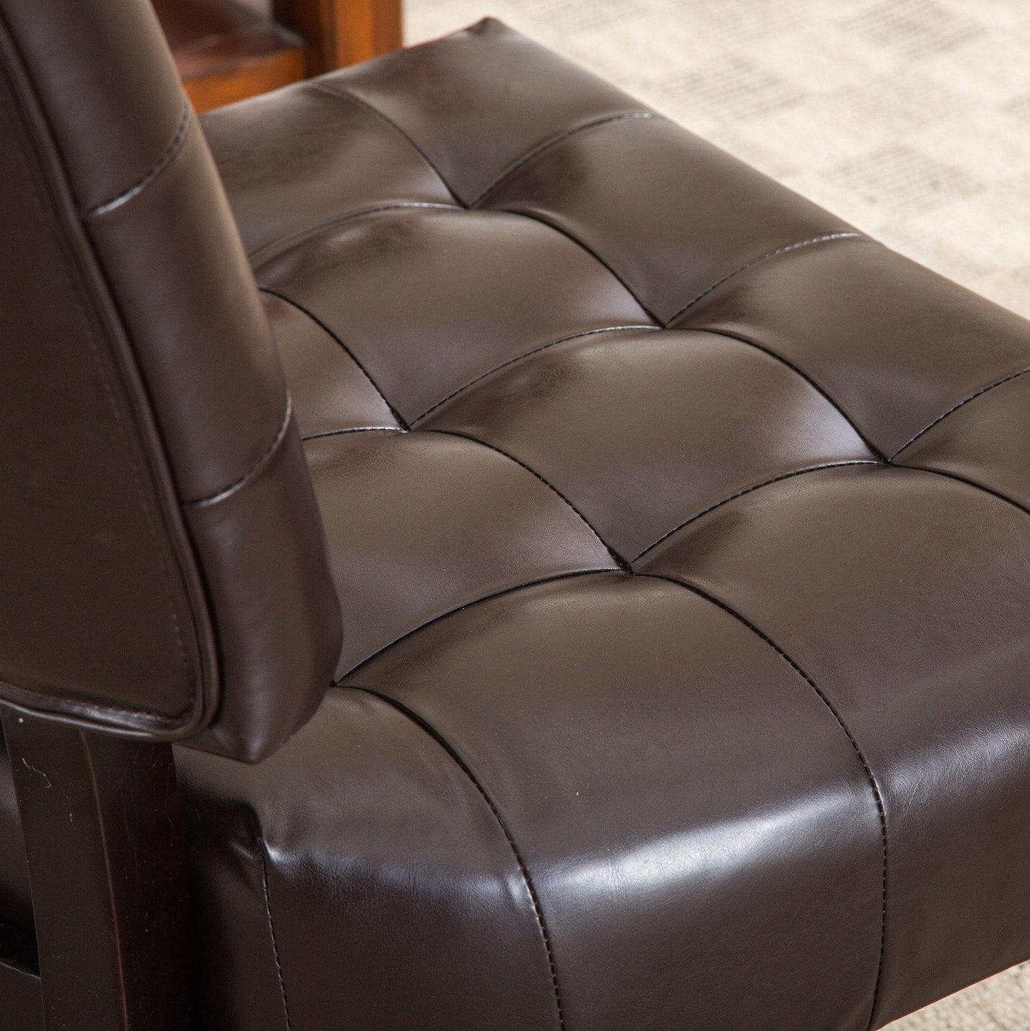 Brown Blended Leather Tufted Back Accent Chair with Oversized Seating