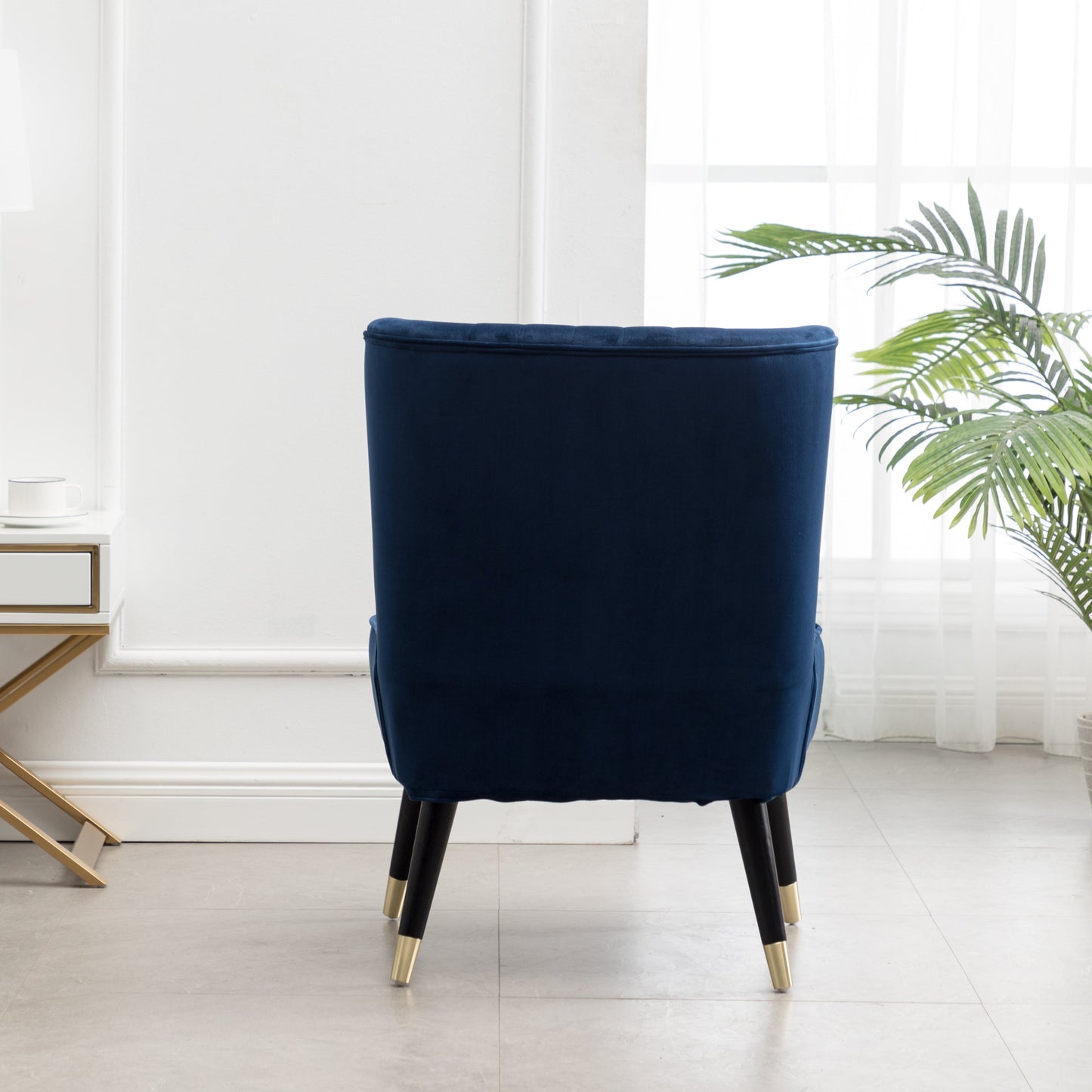 Elon Contemporary Velvet Upholstered Accent Chair, Blue