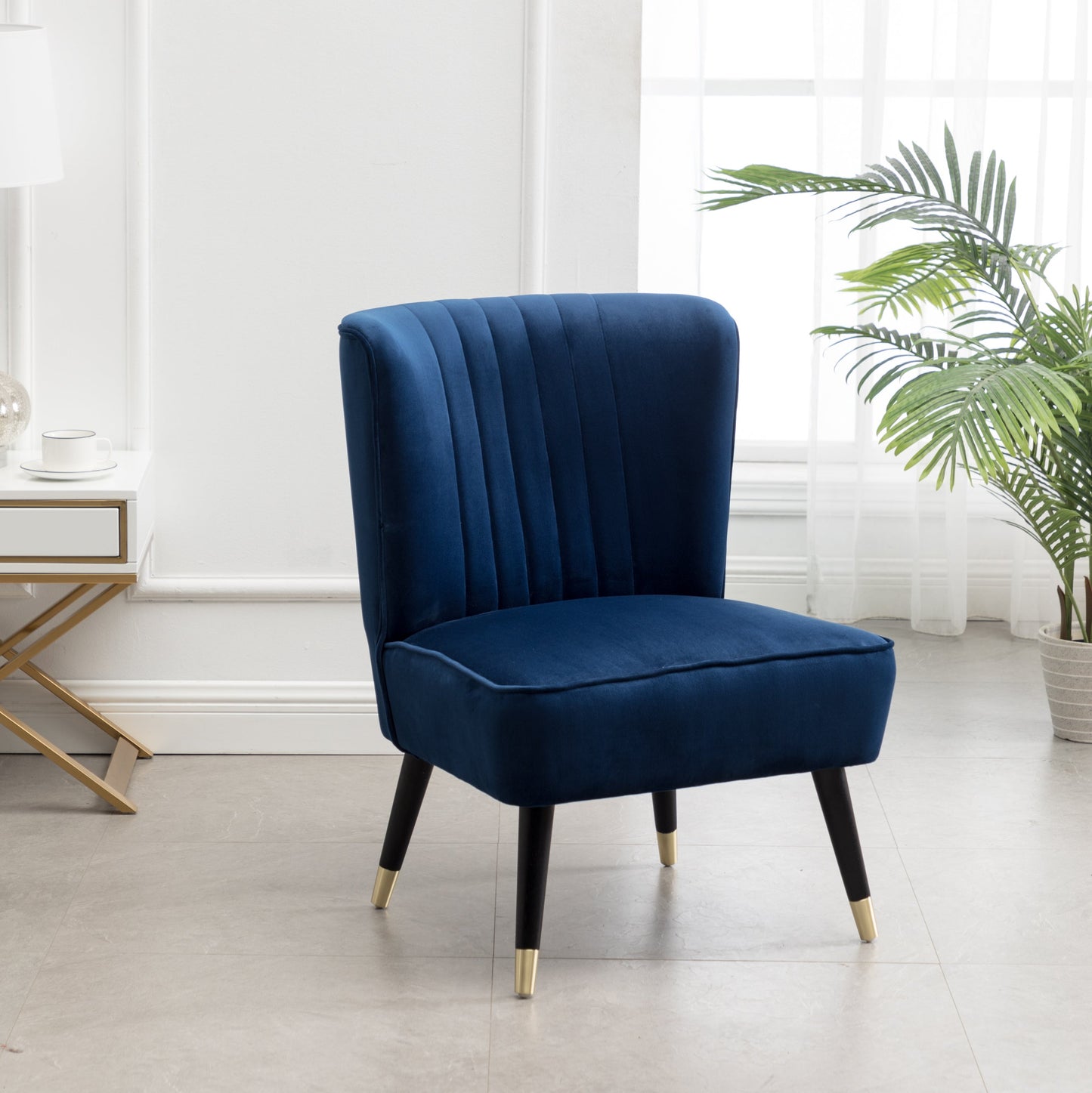 Elon Contemporary Velvet Upholstered Accent Chair, Blue
