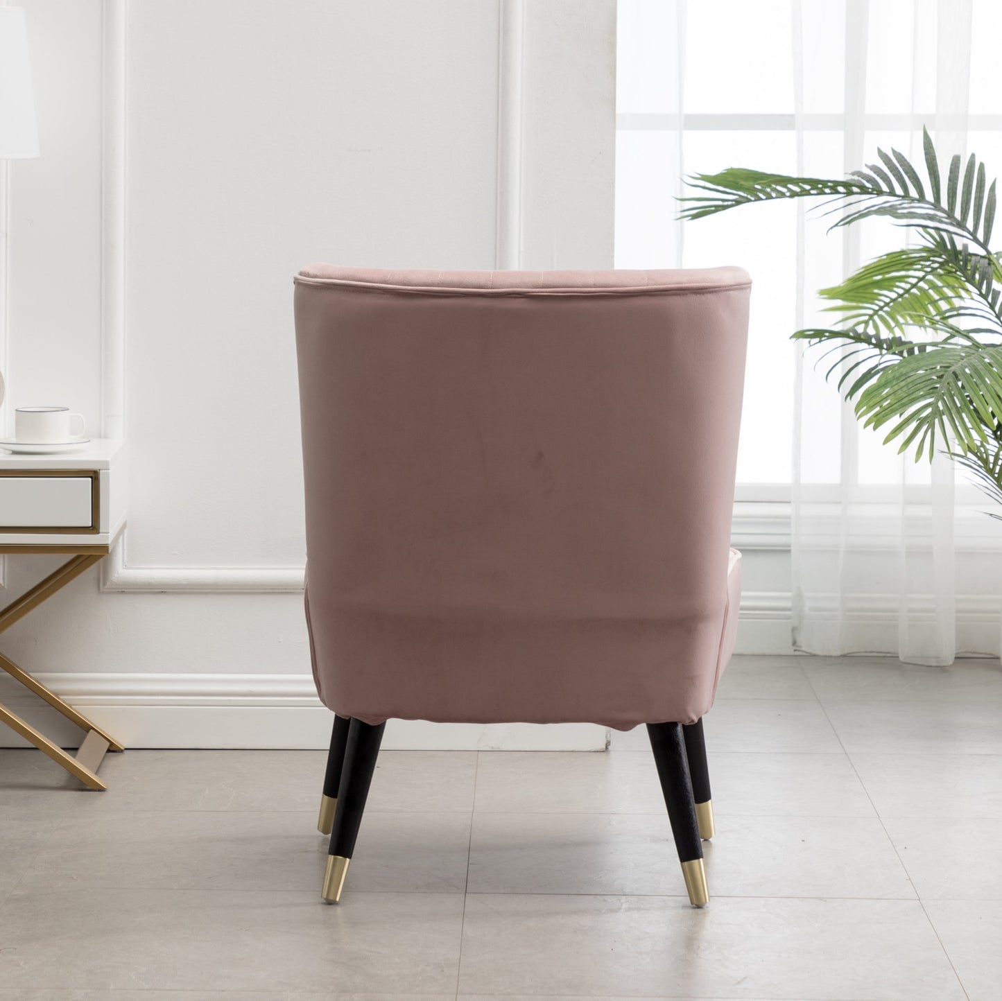 Elon Contemporary Velvet Upholstered Accent Chair, Pink