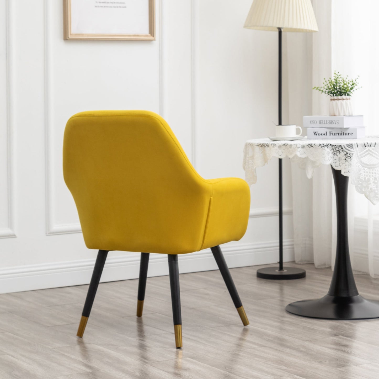 Tuchico Contemporary Velvet Upholstered Accent Chair, Yellow