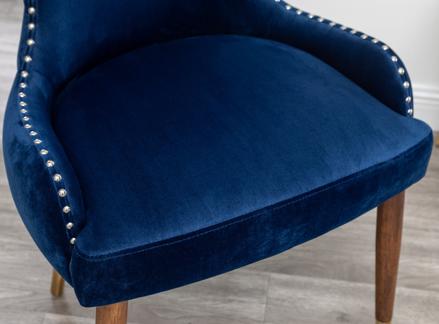 Lindale Contemporary Velvet Upholstered Nailhead Trim Accent Chair, Blue