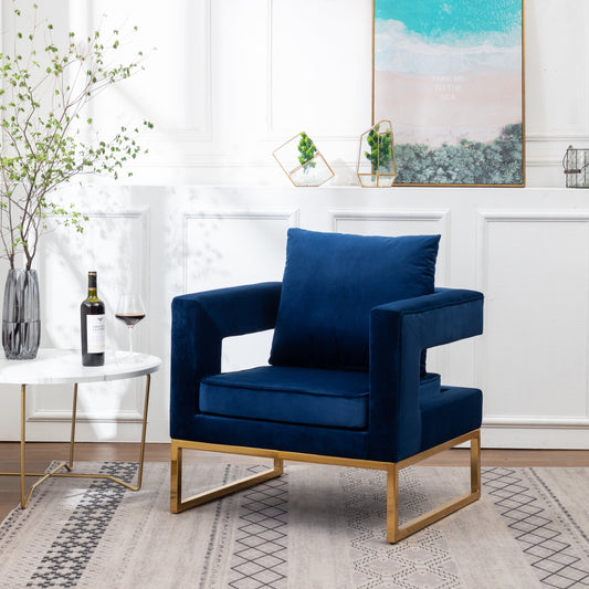 Lenola Contemporary Upholstered Accent Arm Chair, Blue