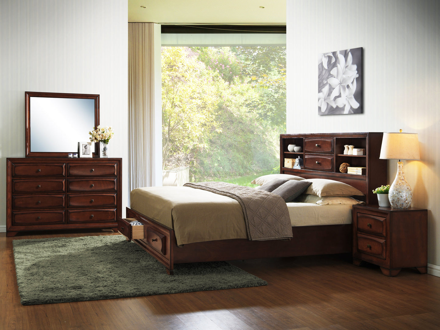 Asger Antique Oak Finish Wood Bedroom Collection