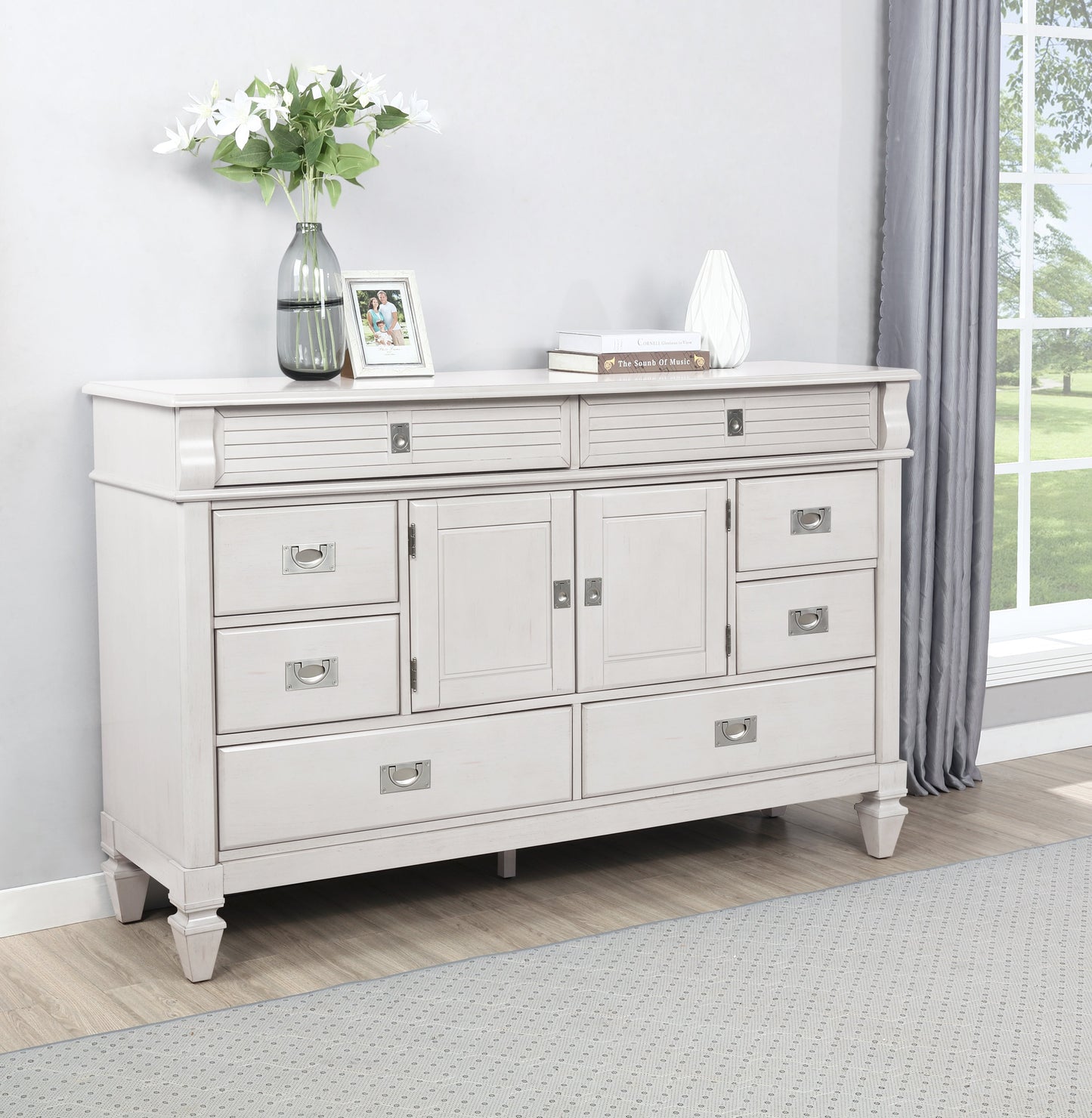 York Wood Antique White Bedroom Collection