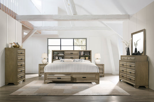Loiret Light Gray Finish Wood Storage Platform Bedroom Collection