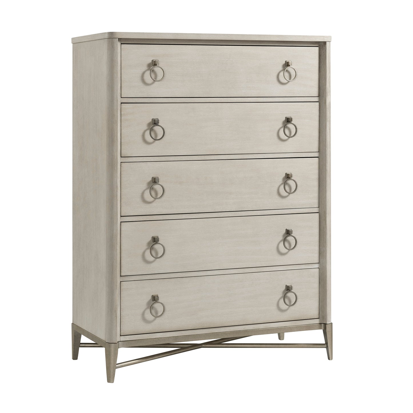 Mantalia Solid Wood 5-Drawer Chest with Metal Frame, Champagne