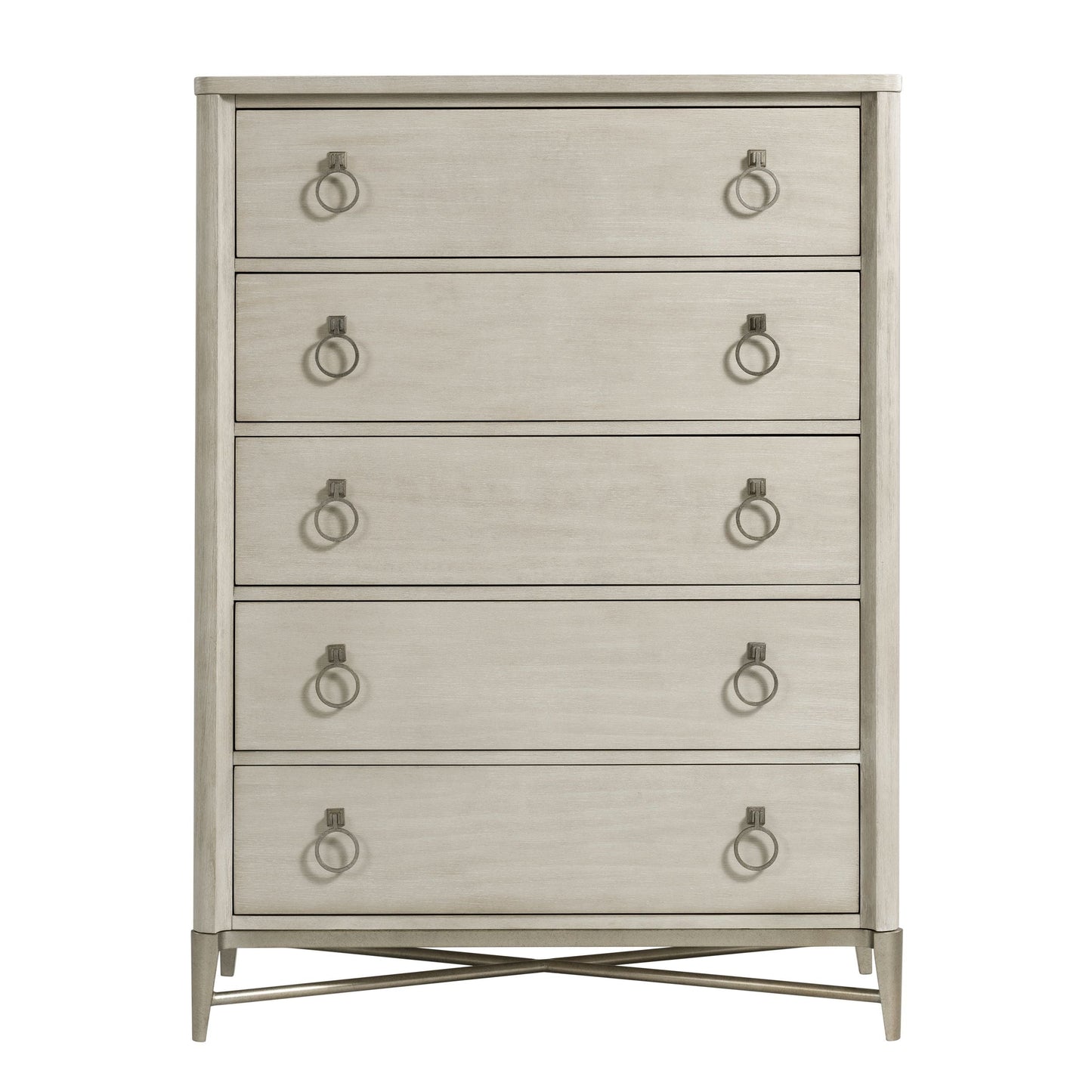 Mantalia Solid Wood 5-Drawer Chest with Metal Frame, Champagne