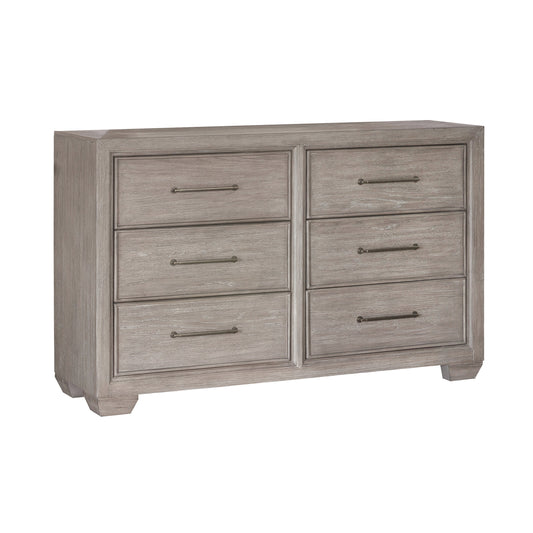 Ennesley Gray Wood 6 Drawers Dresser