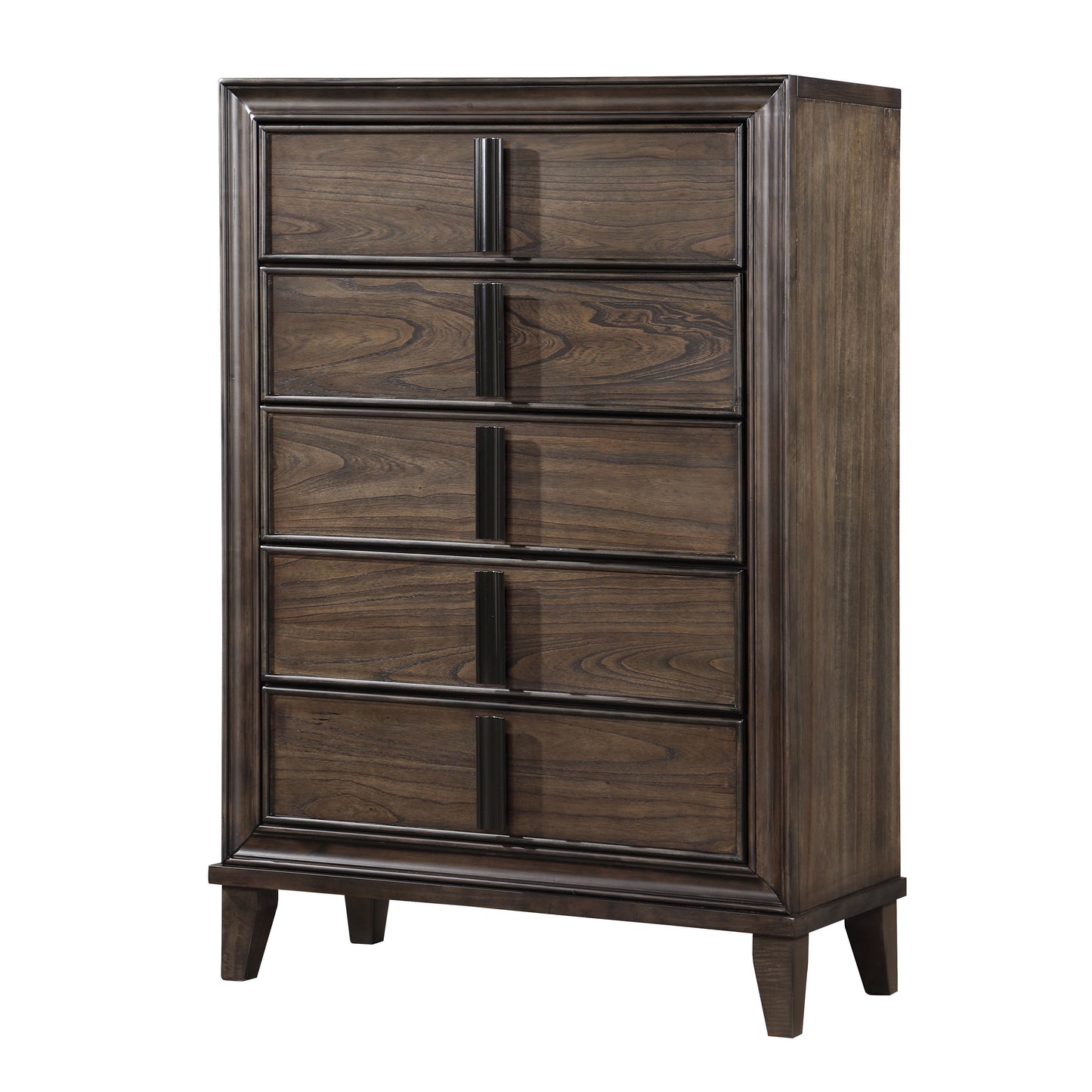 Aetheria Contemporary Wood 5-Drawer Chest in Dark Brown