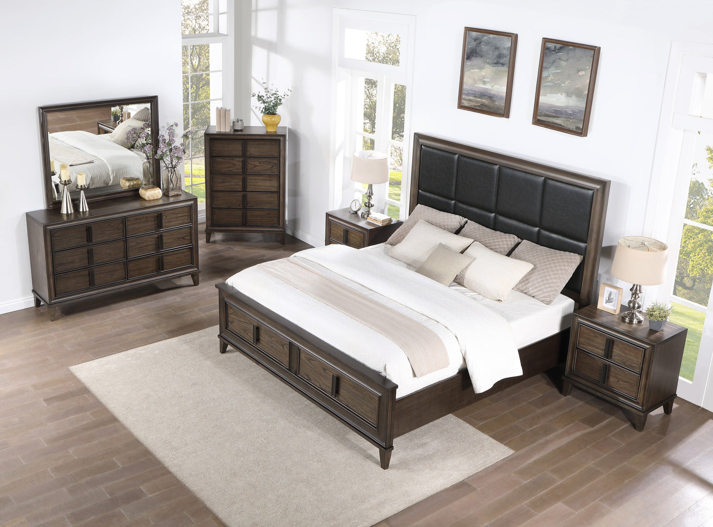 Aetheria Contemporary Wood Bedroom Collection, Dark Brown