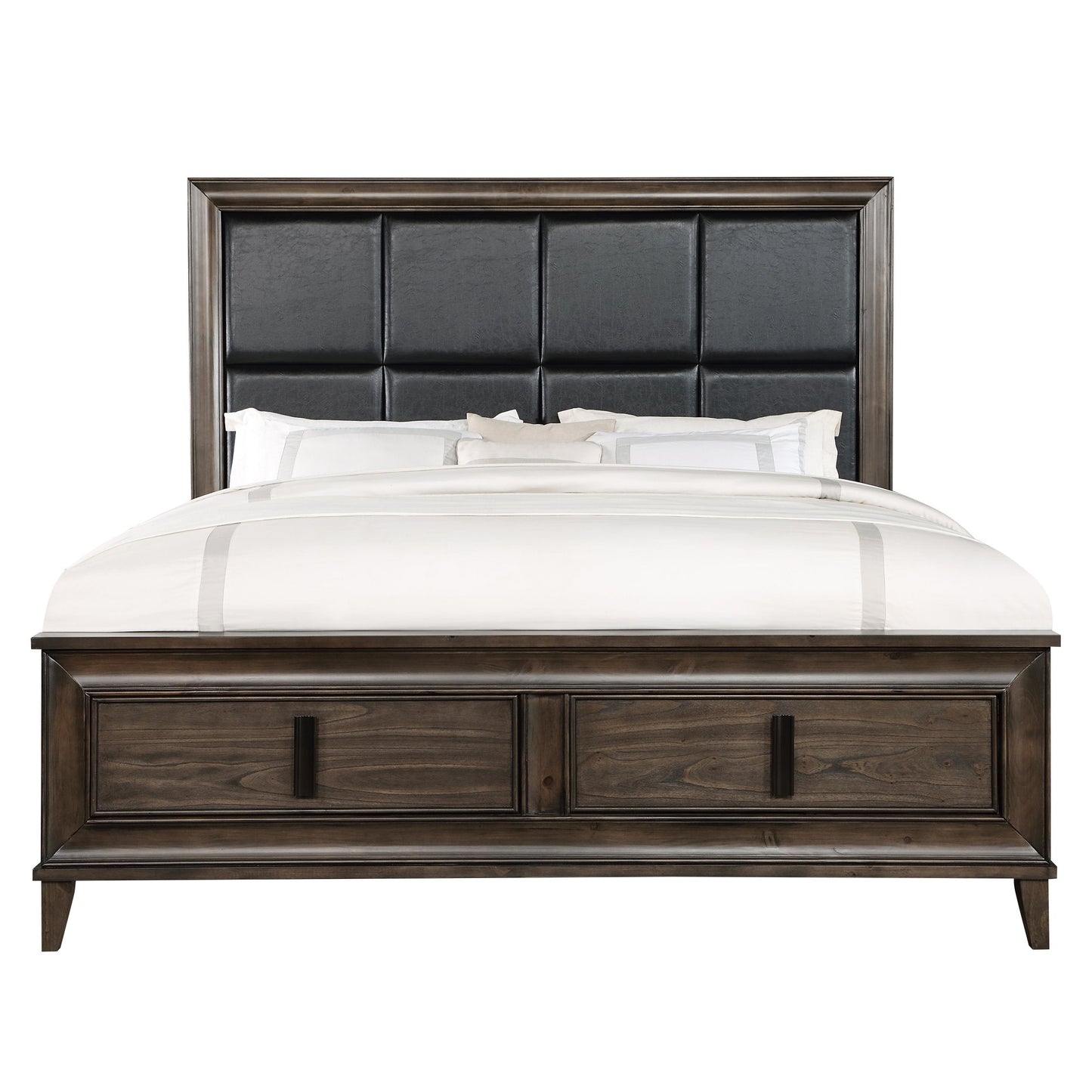Aetheria Contemporary Wood Upholstered Storage Panel Bed, Dark Brown